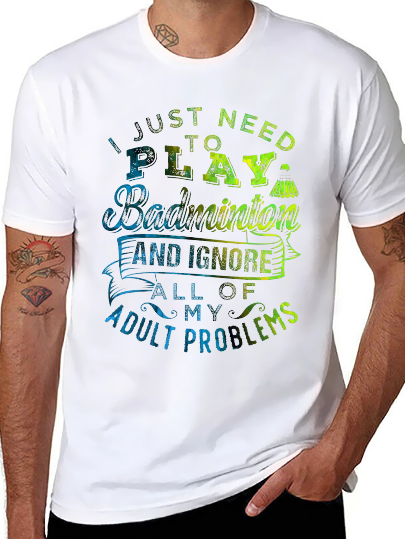 Black Badminton Lover Tee - Adult Problems view 8