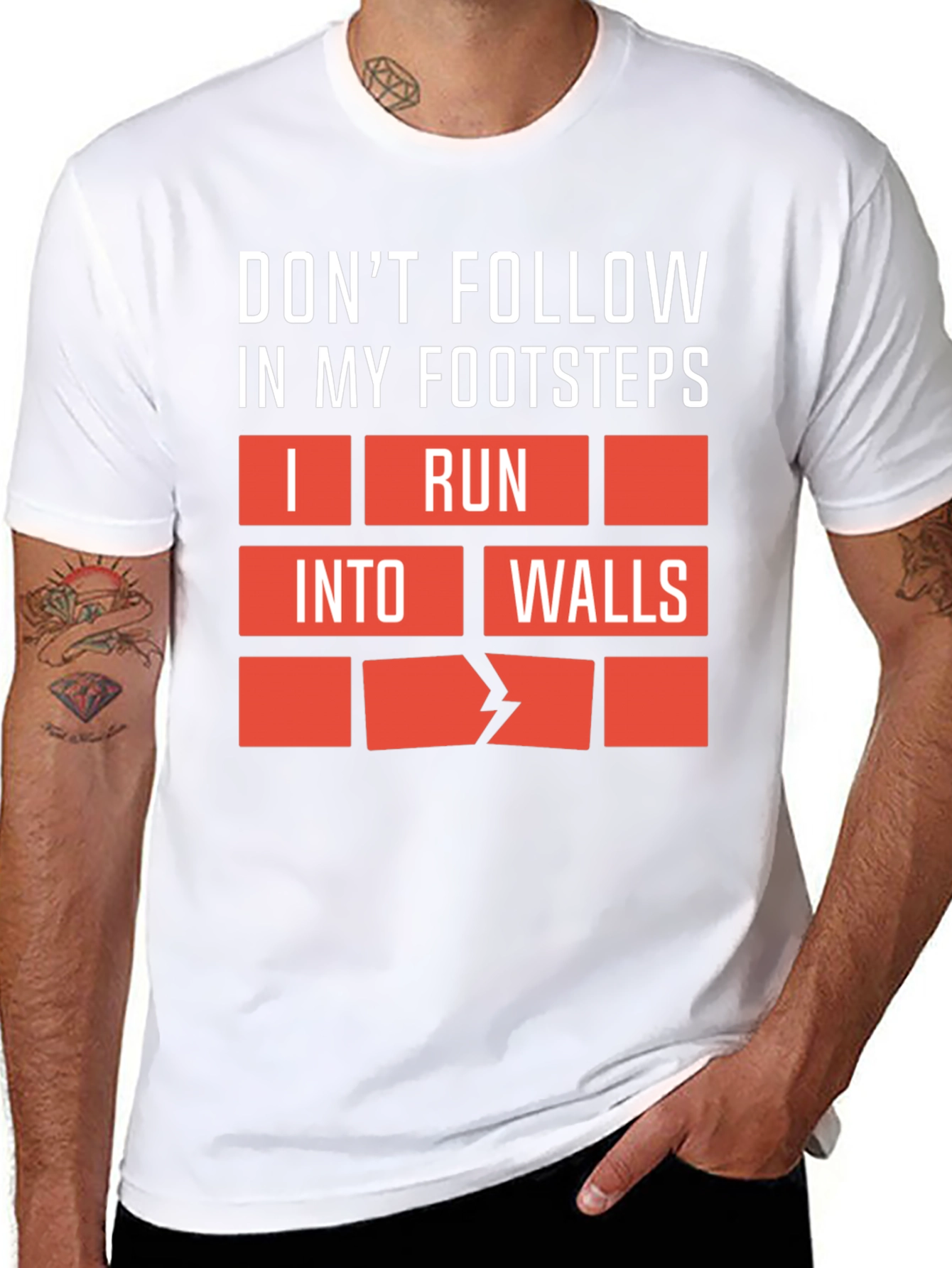 Black Funny Graphic Tee - Don't Follow My Footsteps! view 8
