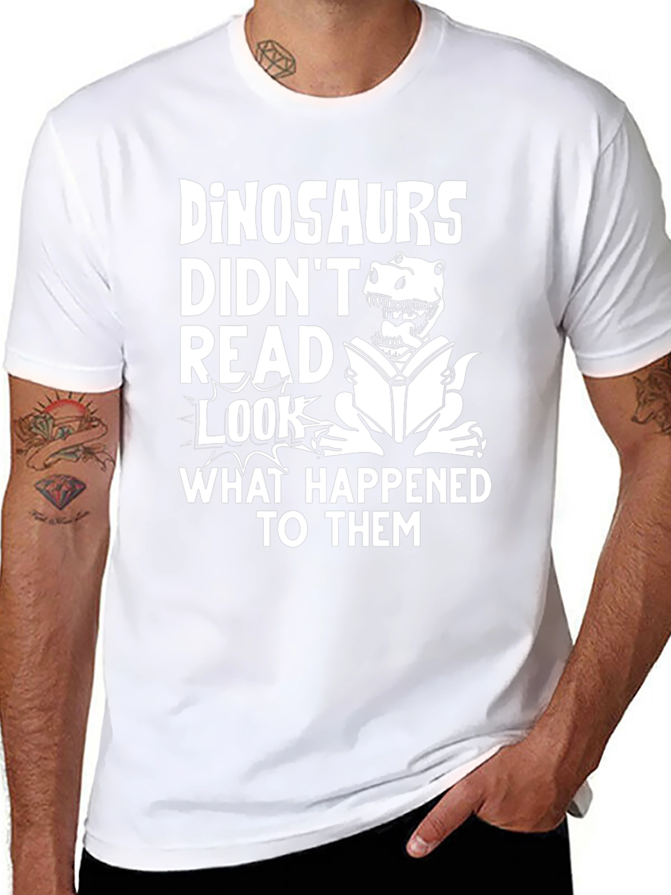 Black Dinosaurs Didn't Read Funny T-Shirt view 8