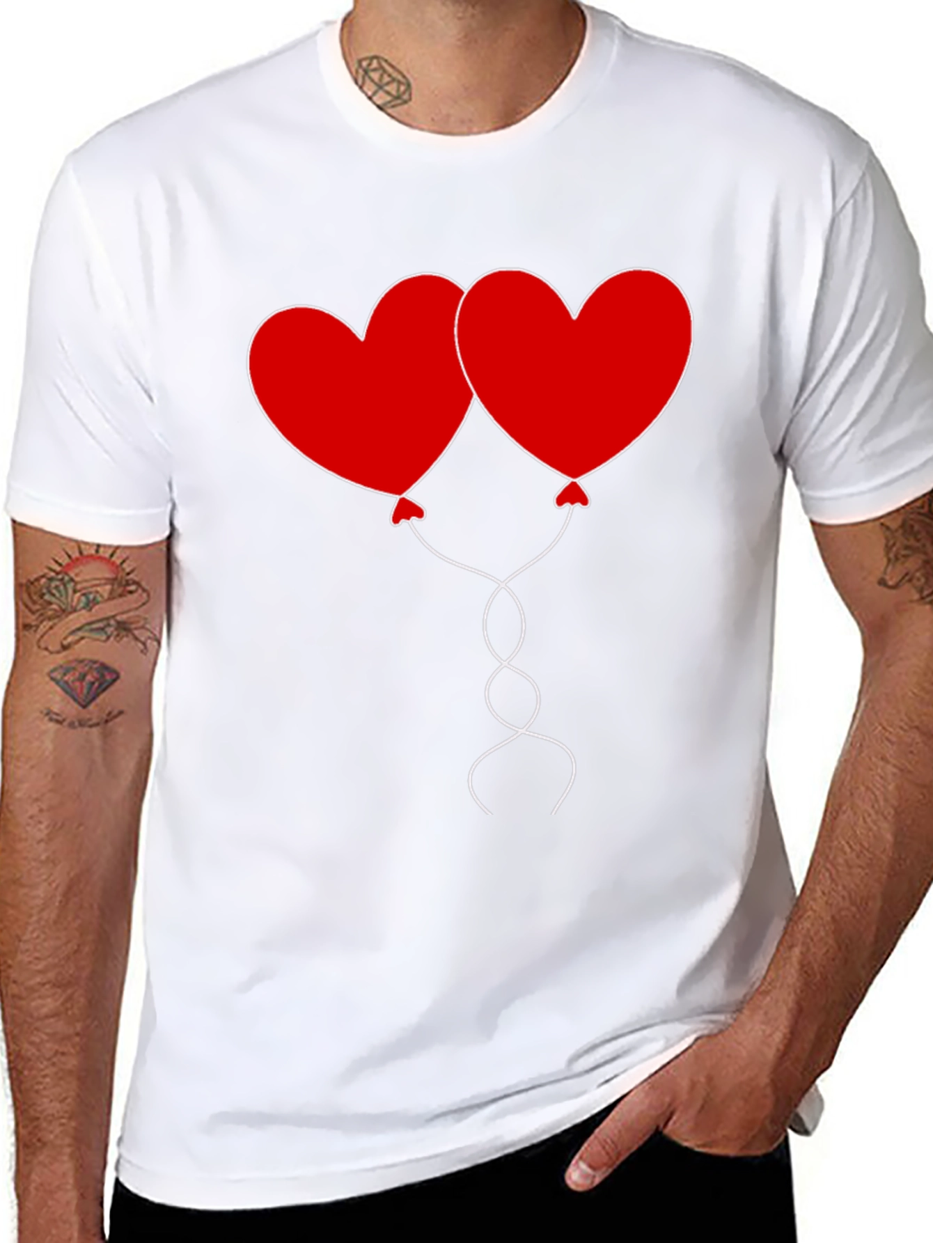 Black Heart Balloons Graphic Tee - Black Cotton Casual Shirt view 8