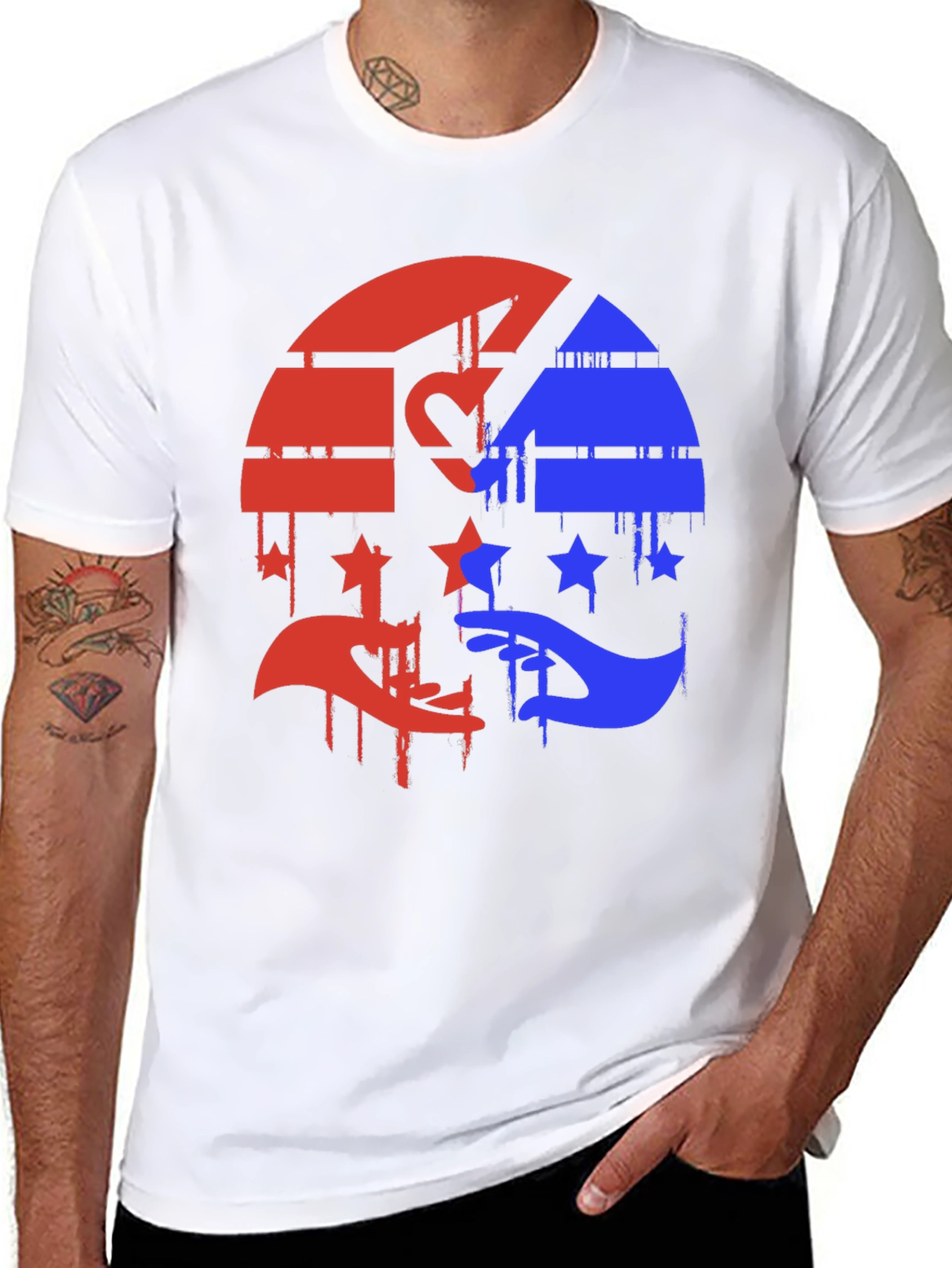 Black Red & Blue Graphic Tee - Abstract Design view 8