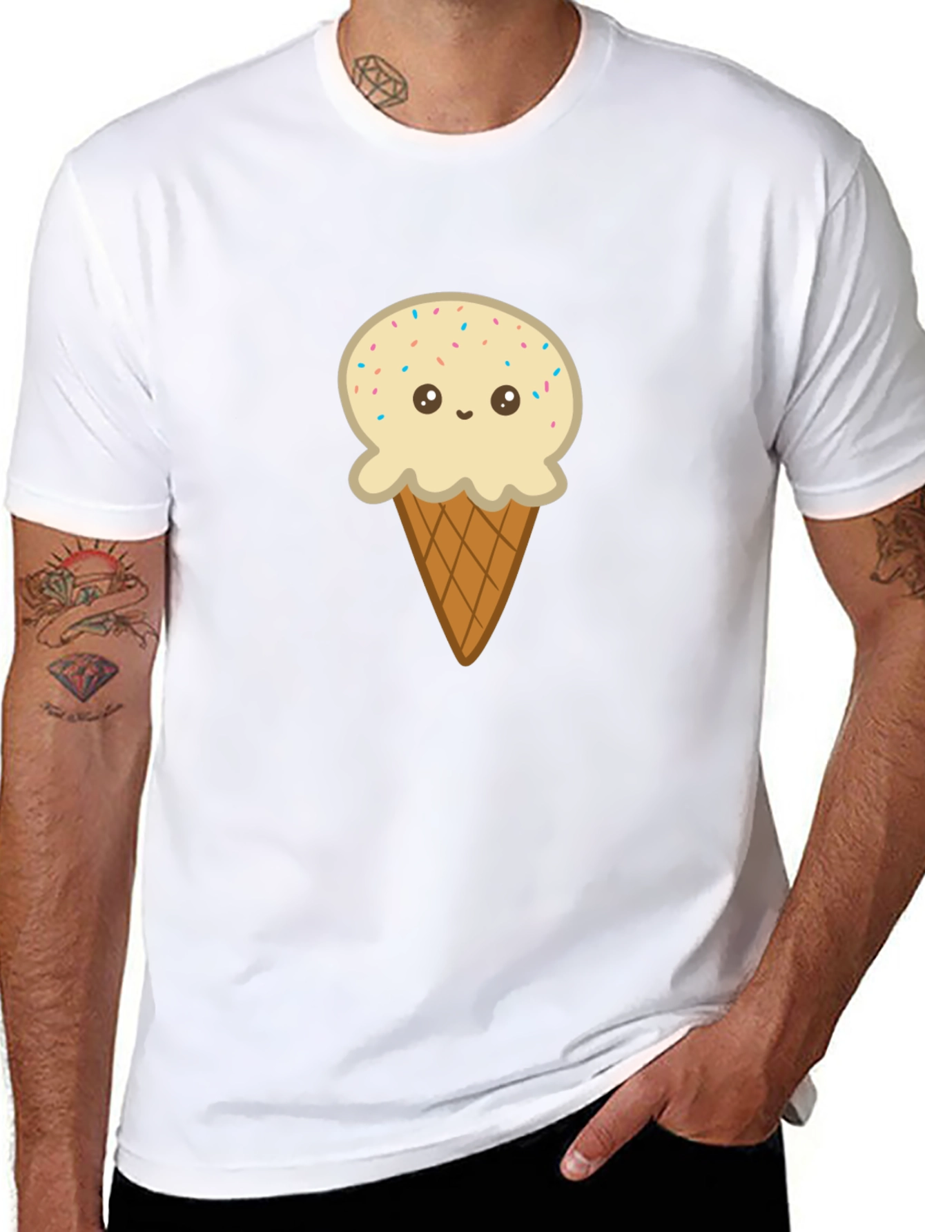 Black Ice Cream Cone Graphic Tee - Black Cotton T-Shirt view 8