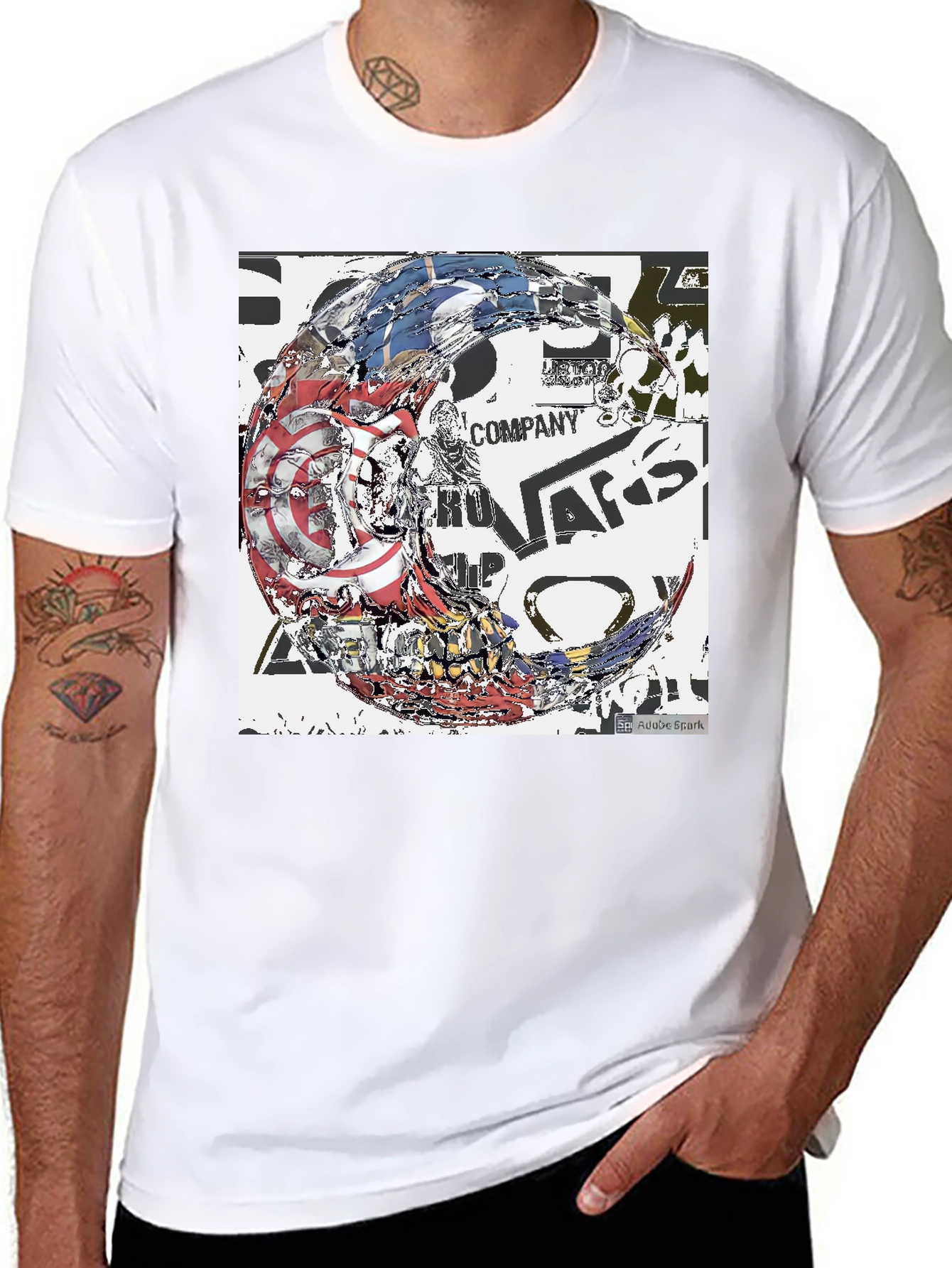 Black Abstract Graphic Print Black Tee view 8