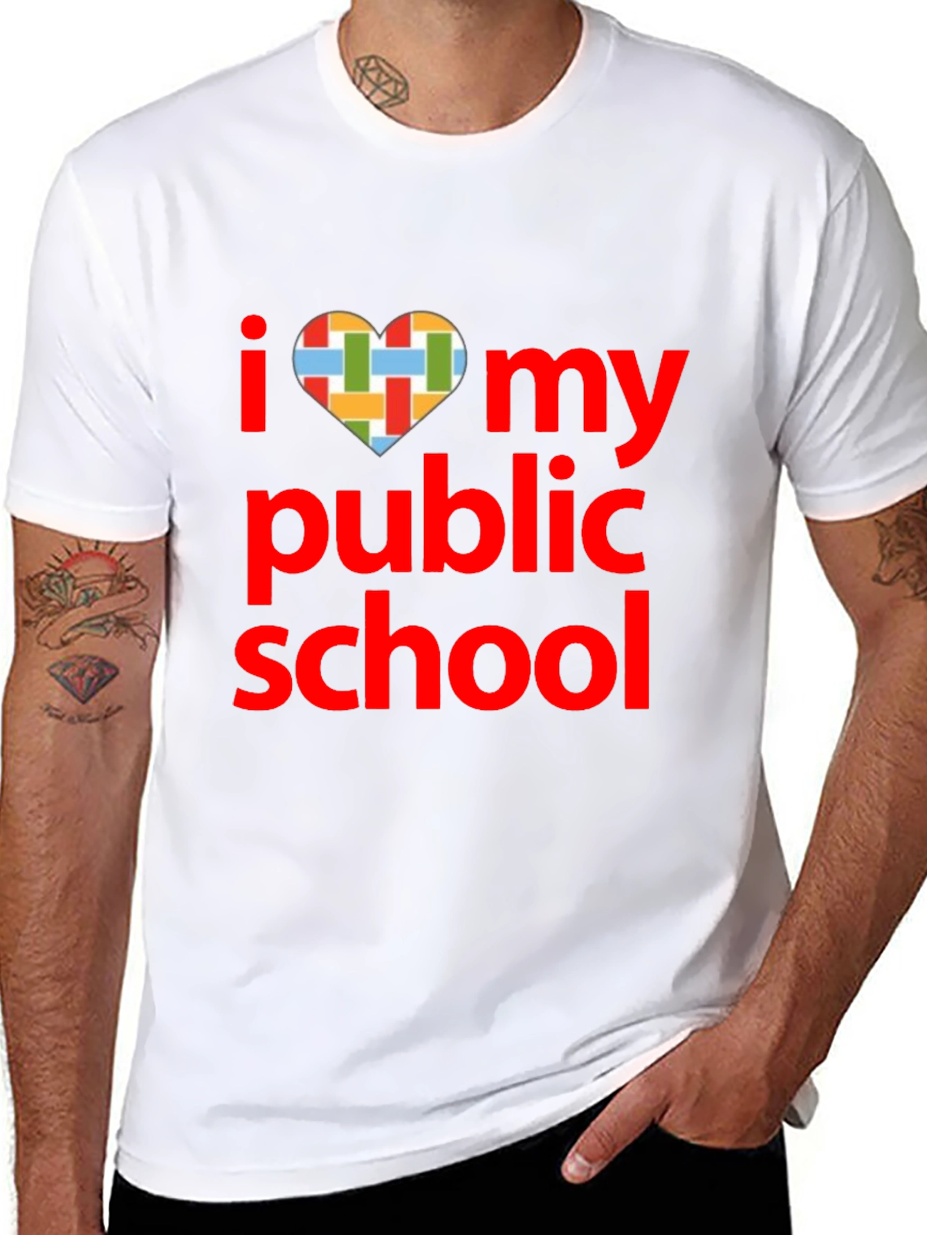 Black I Love My Public School T-Shirt view 8