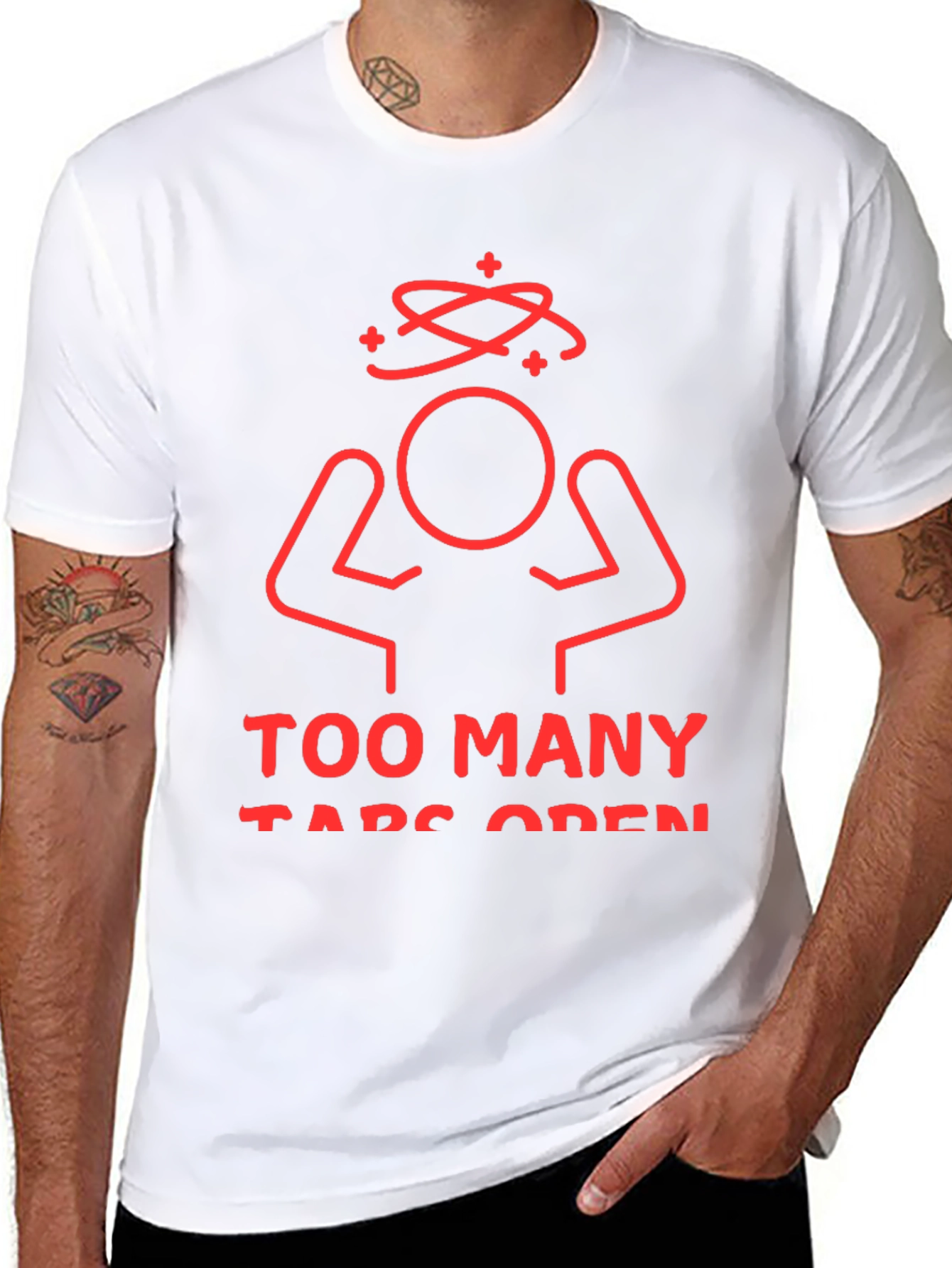 Black Too Many Tabs Open Graphic Tee view 8