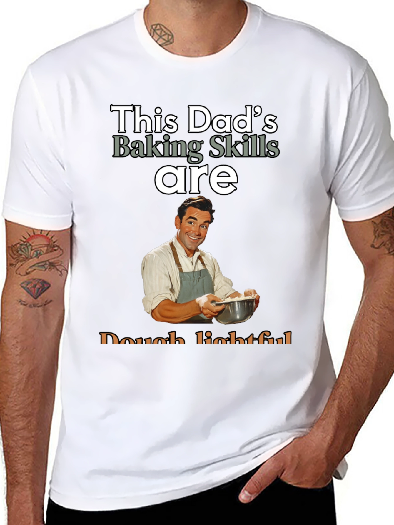 Black Dad's Baking Skills T-Shirt - Dough-lightful Funny Tee view 8