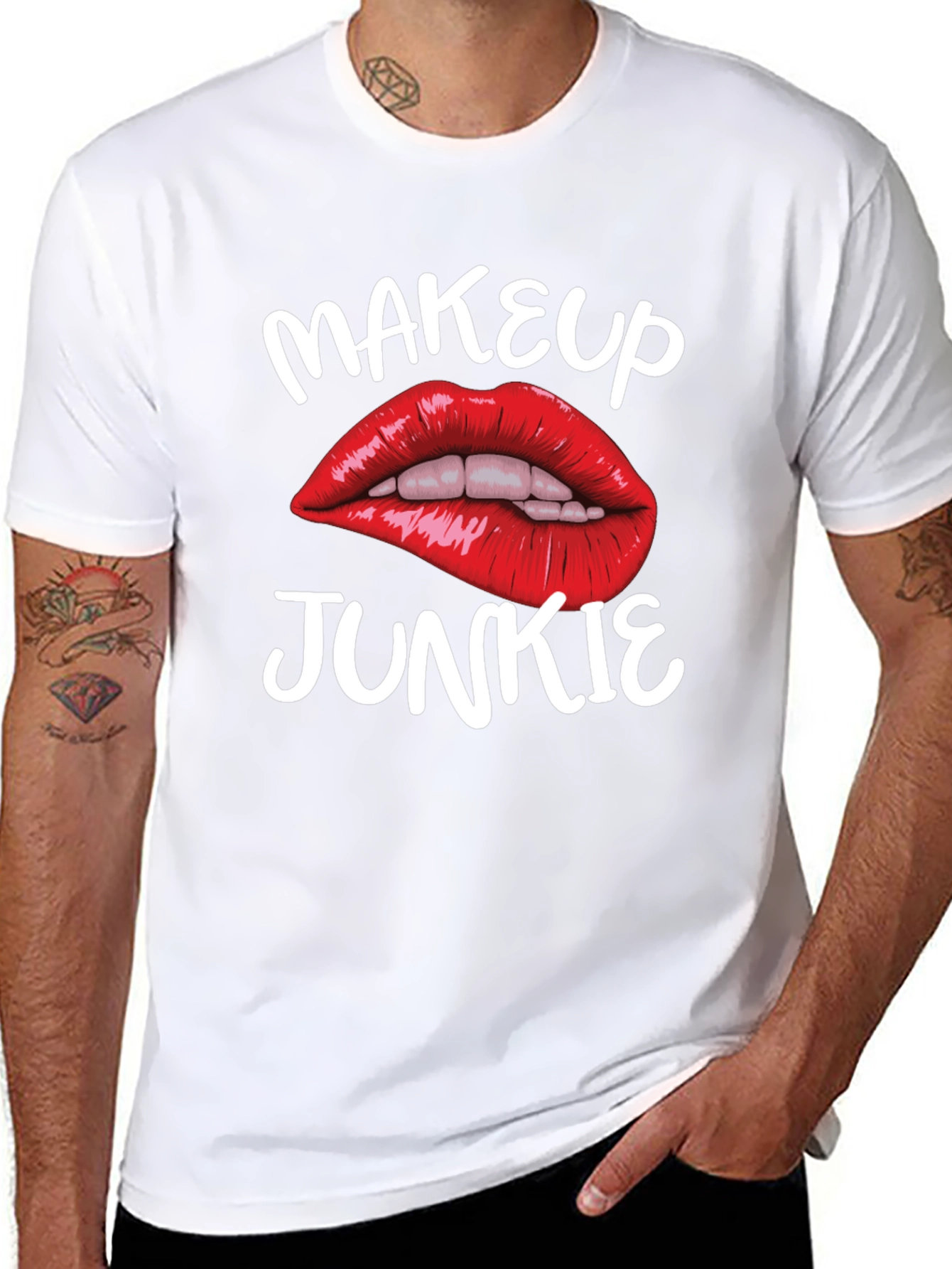 Black Makeup Junkie Graphic Tee - Bold Lips Black T-Shirt view 8