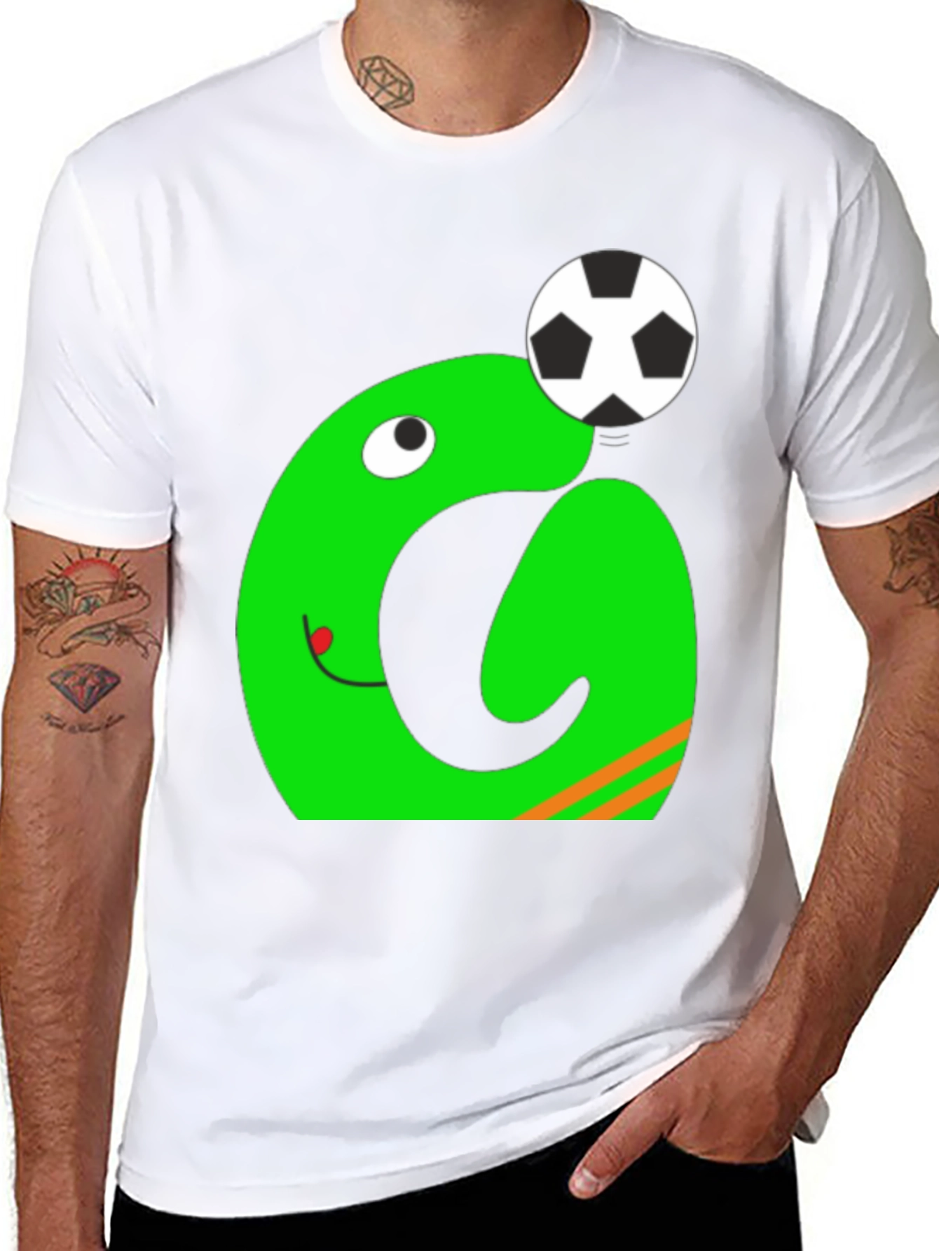 Black Funky Green Monster Soccer T-Shirt view 8