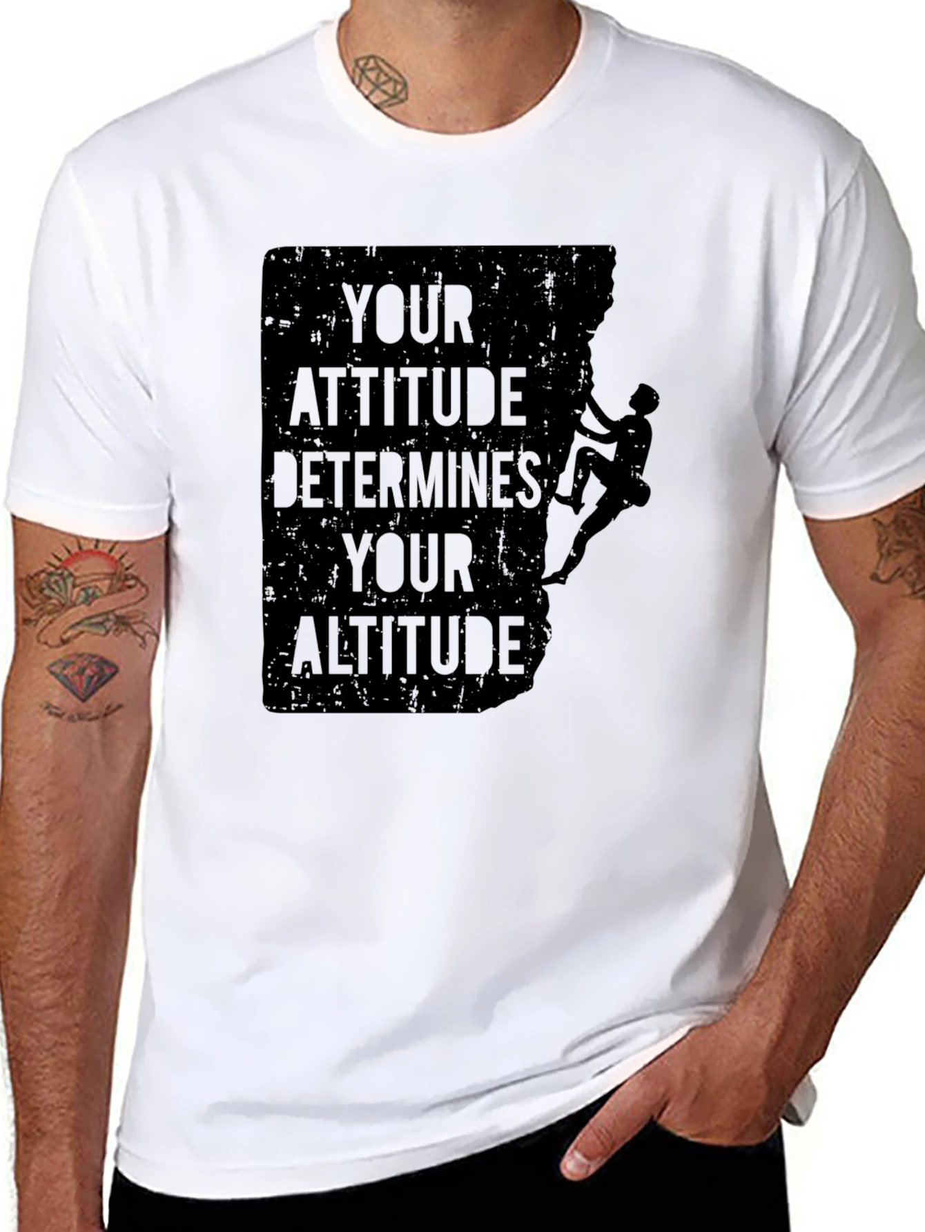 Black Attitude Determines Altitude Graphic Tee - Black view 8