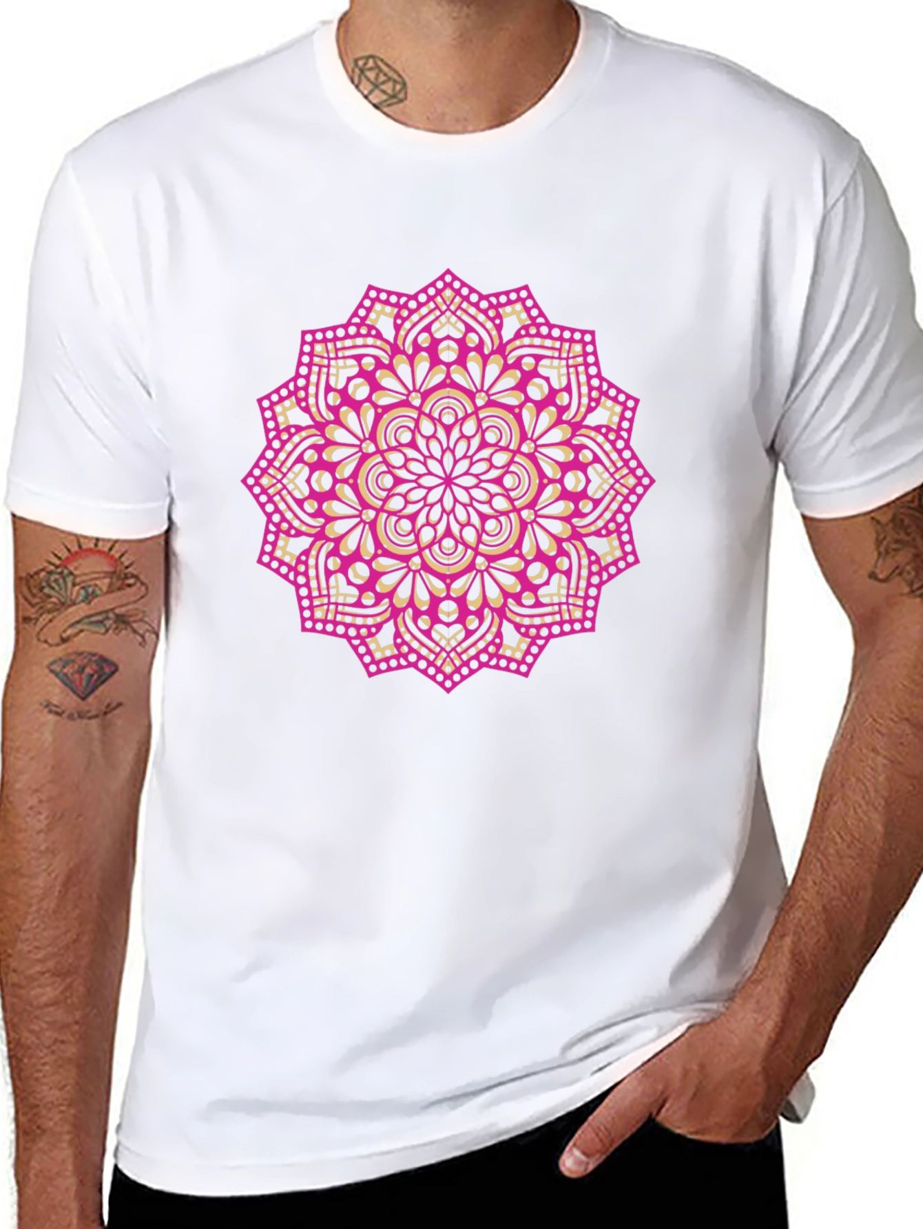 Black Mandala Graphic Tee - Black Cotton Blend view 8