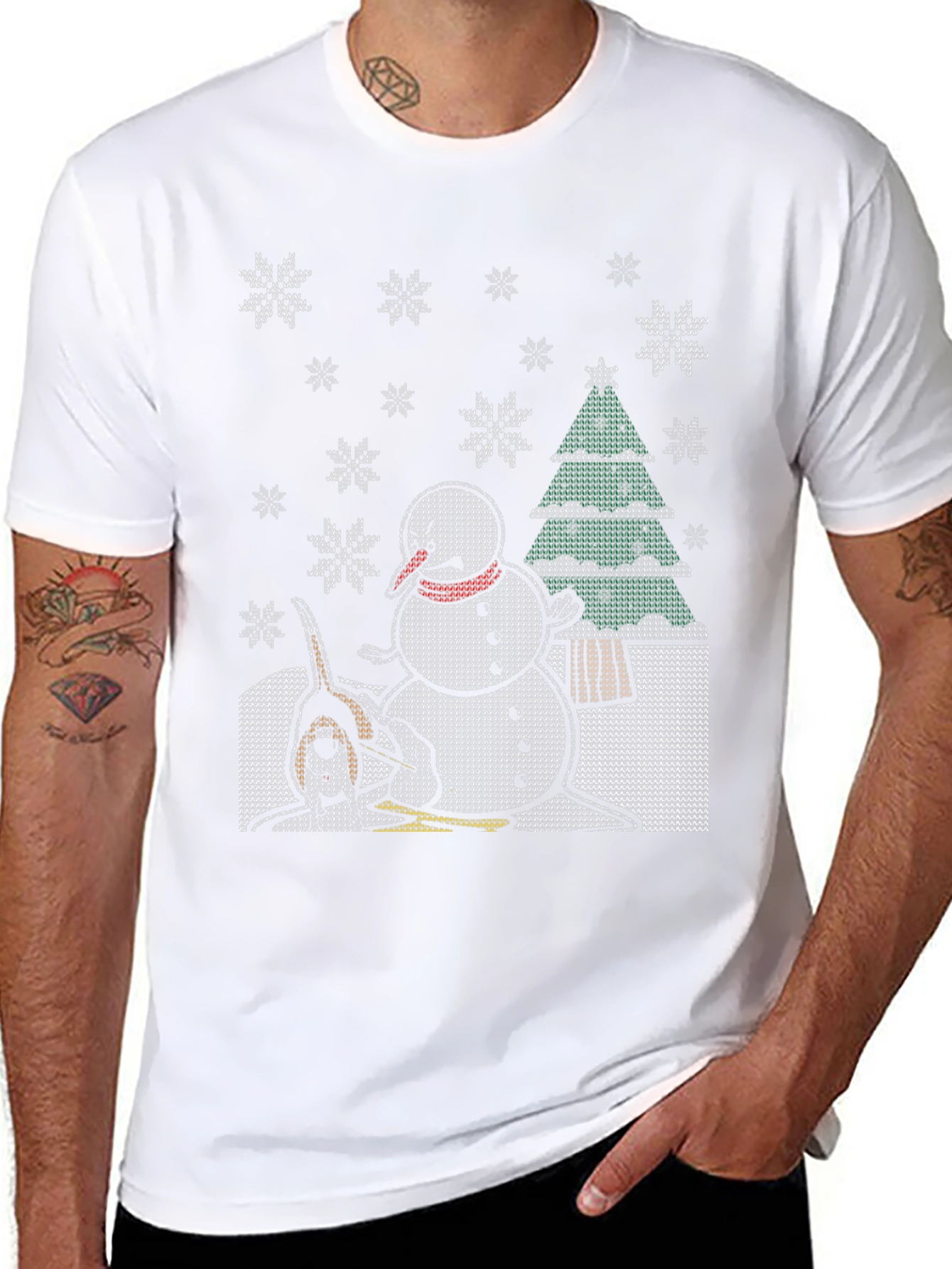 Black Funny Christmas T-Shirt Dog Snowman view 8