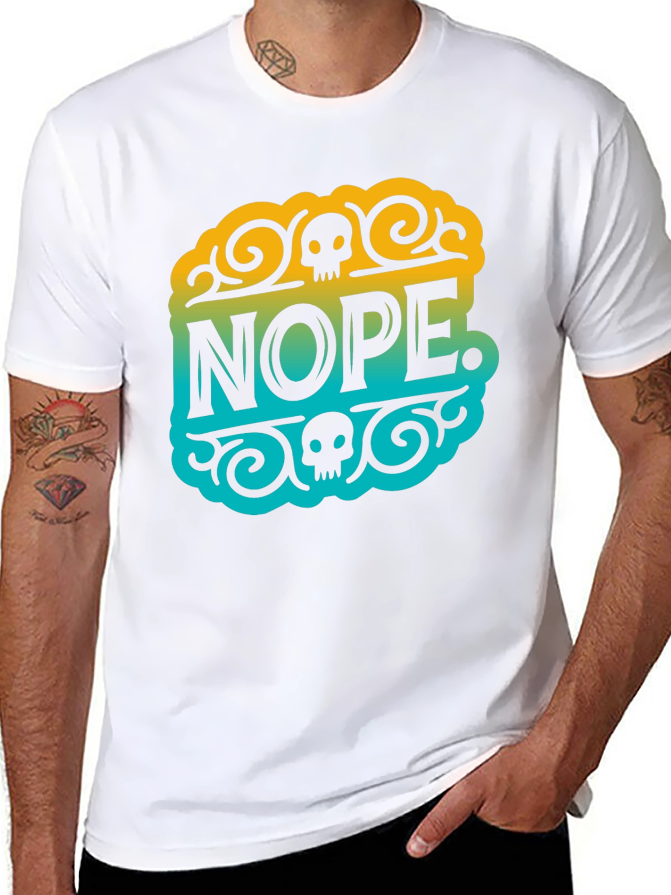 Black Nope Skull Graphic T-Shirt - Funny Sarcastic Tee view 8