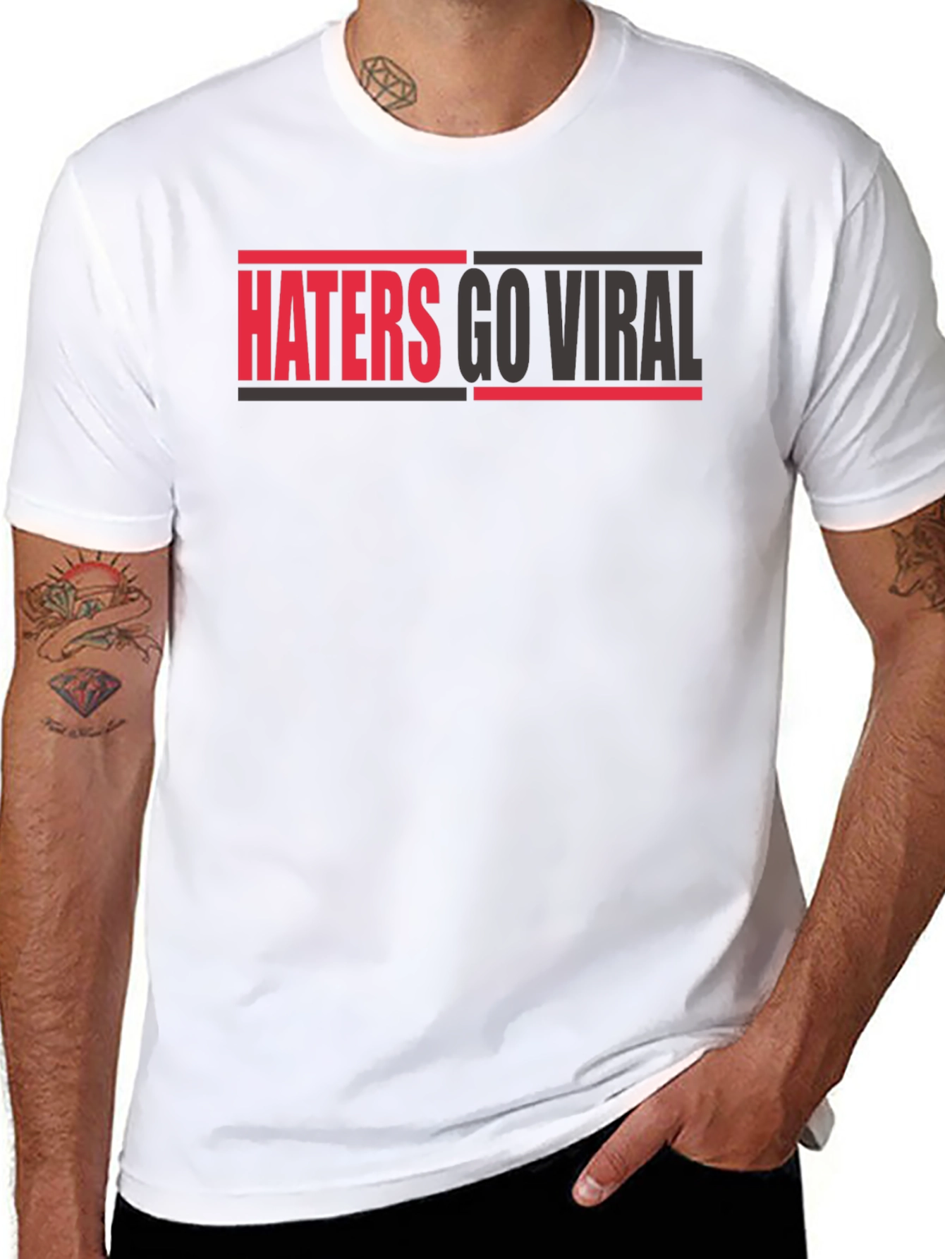 Black Haters Go Viral Graphic Tee - Bold Statement Shirt view 8