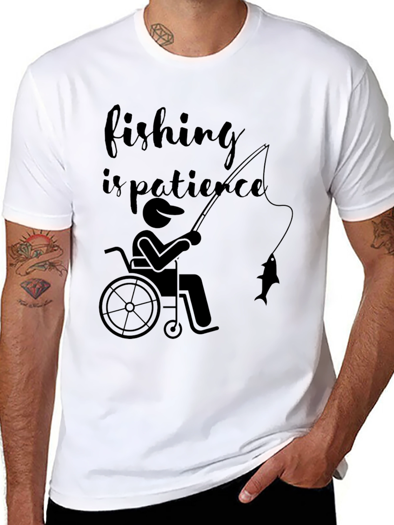 Black Fishing is Patience Tee - Accessible Angling Design view 8
