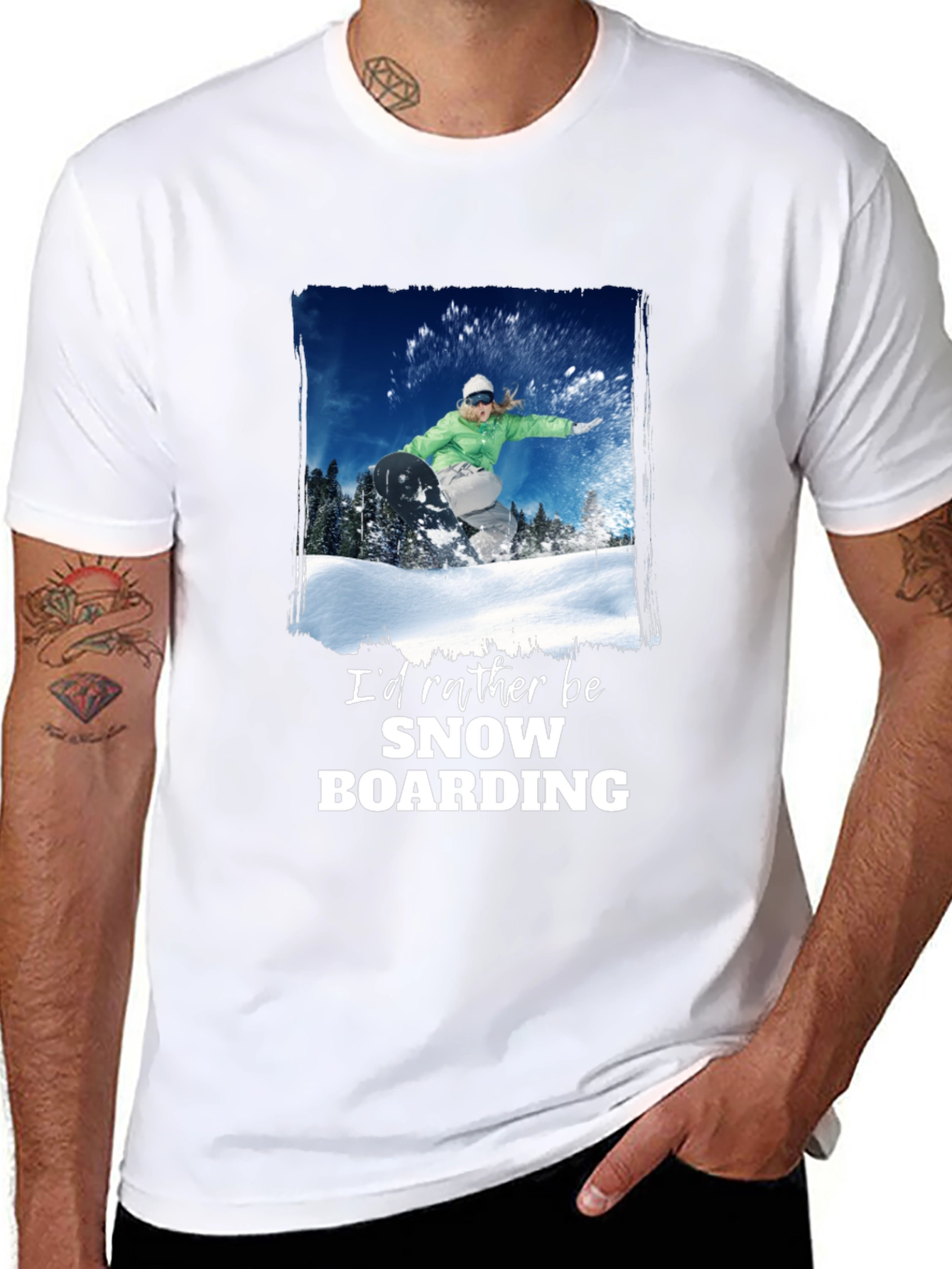 Black Snowboarding Graphic T-Shirt - Black view 8