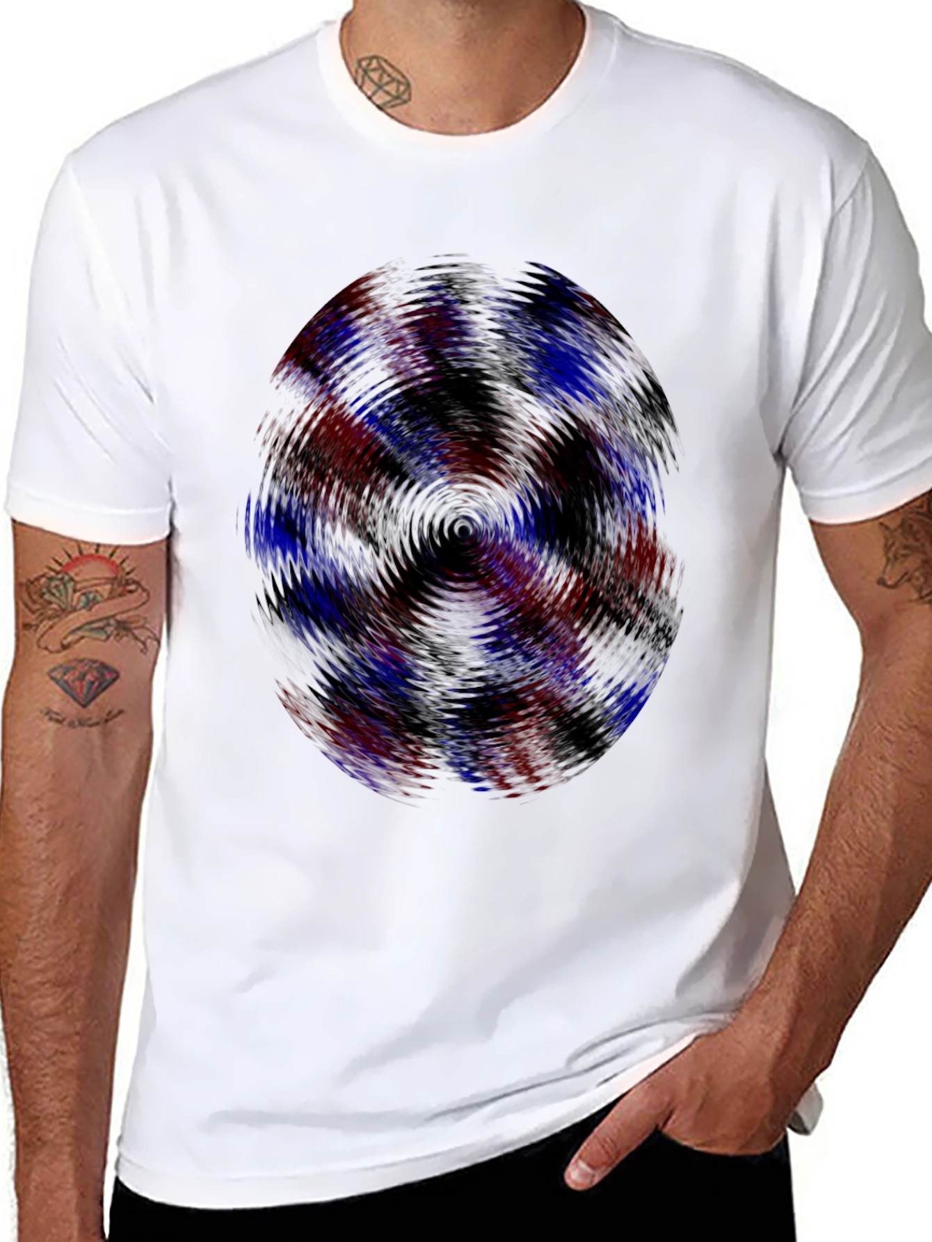Black Vortex Graphic Tee - Men's Black Casual Shirt view 8