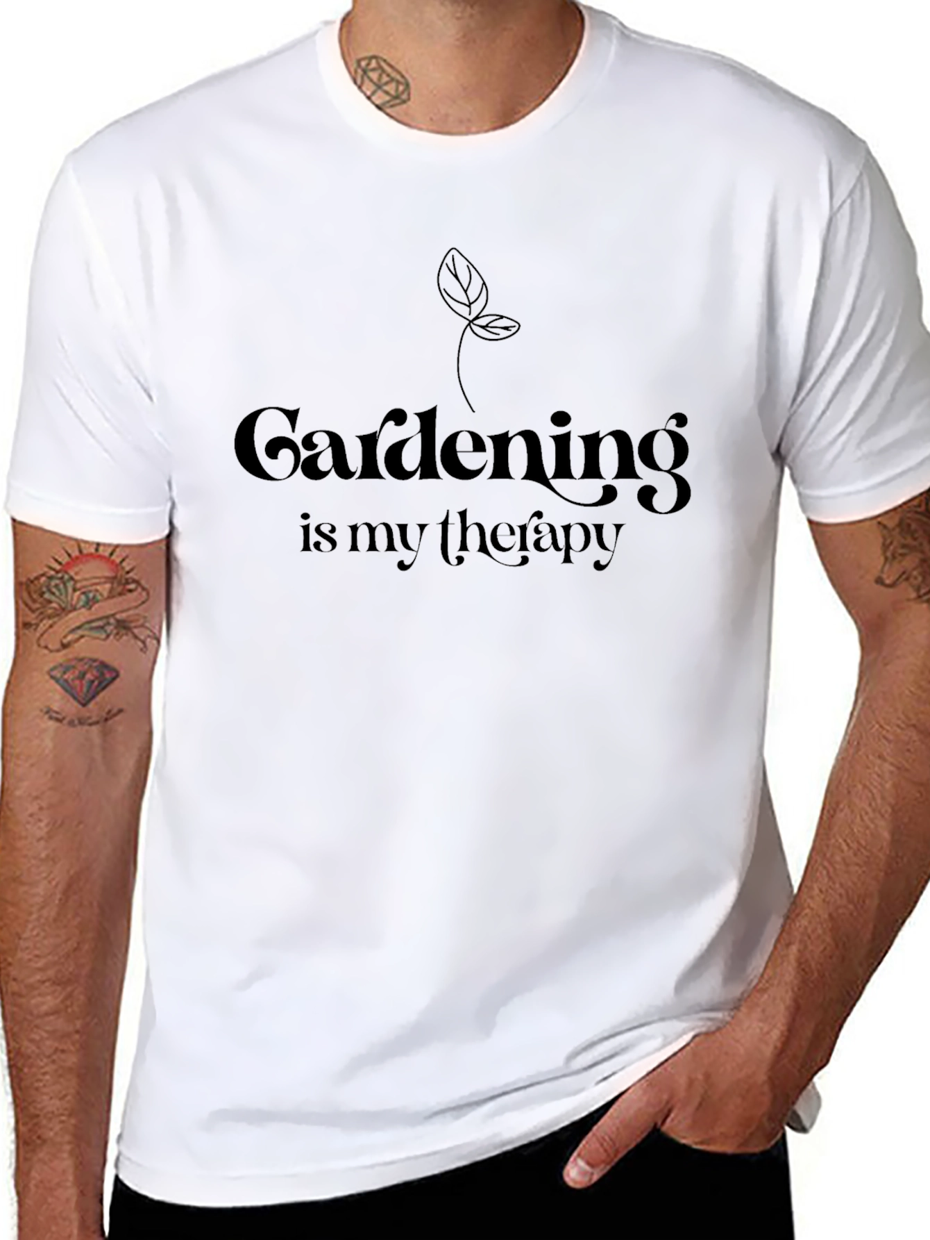 Black Gardening is My Therapy Graphic T-Shirt view 8
