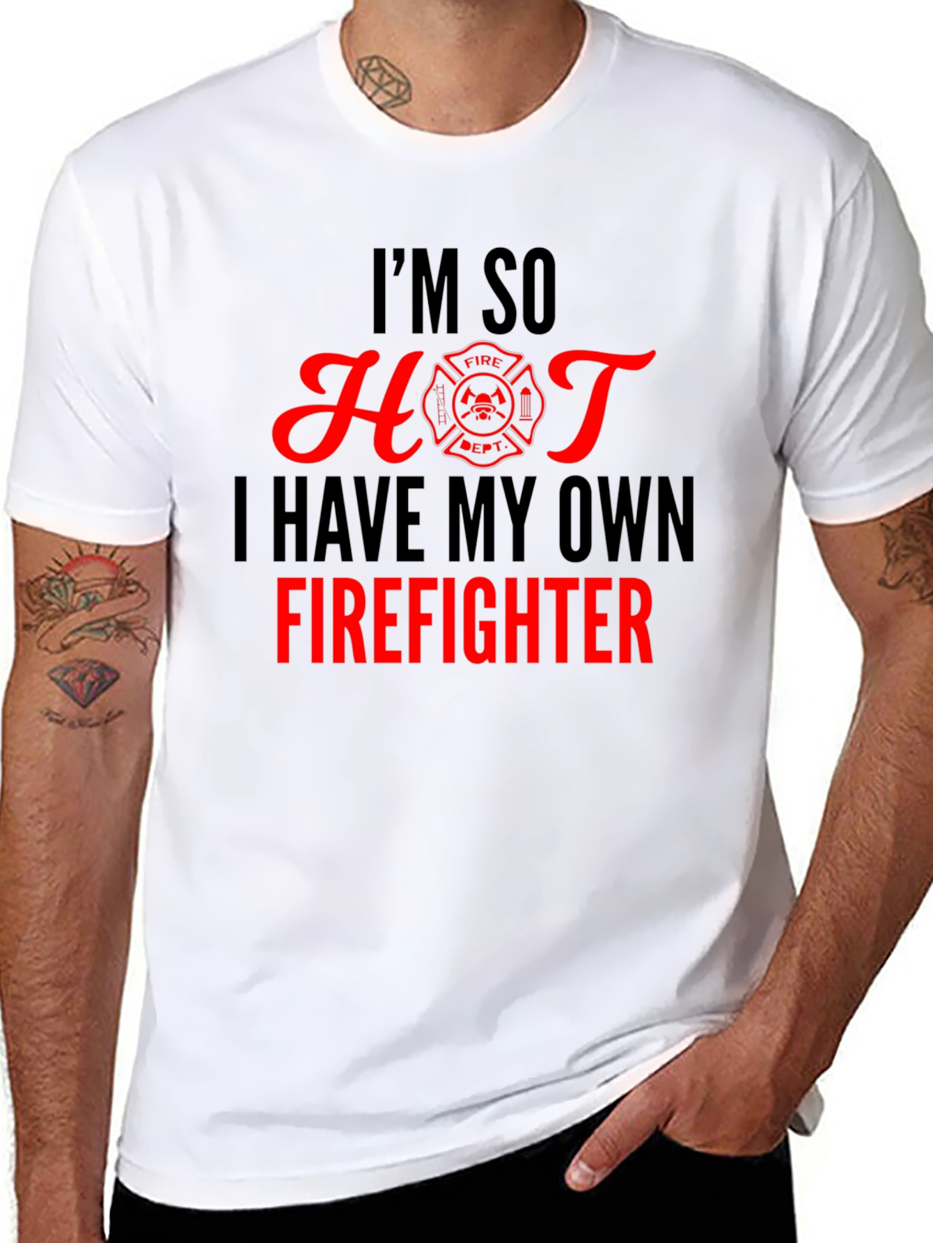 Black Funny Firefighter T-Shirt - I'm So Hot view 8
