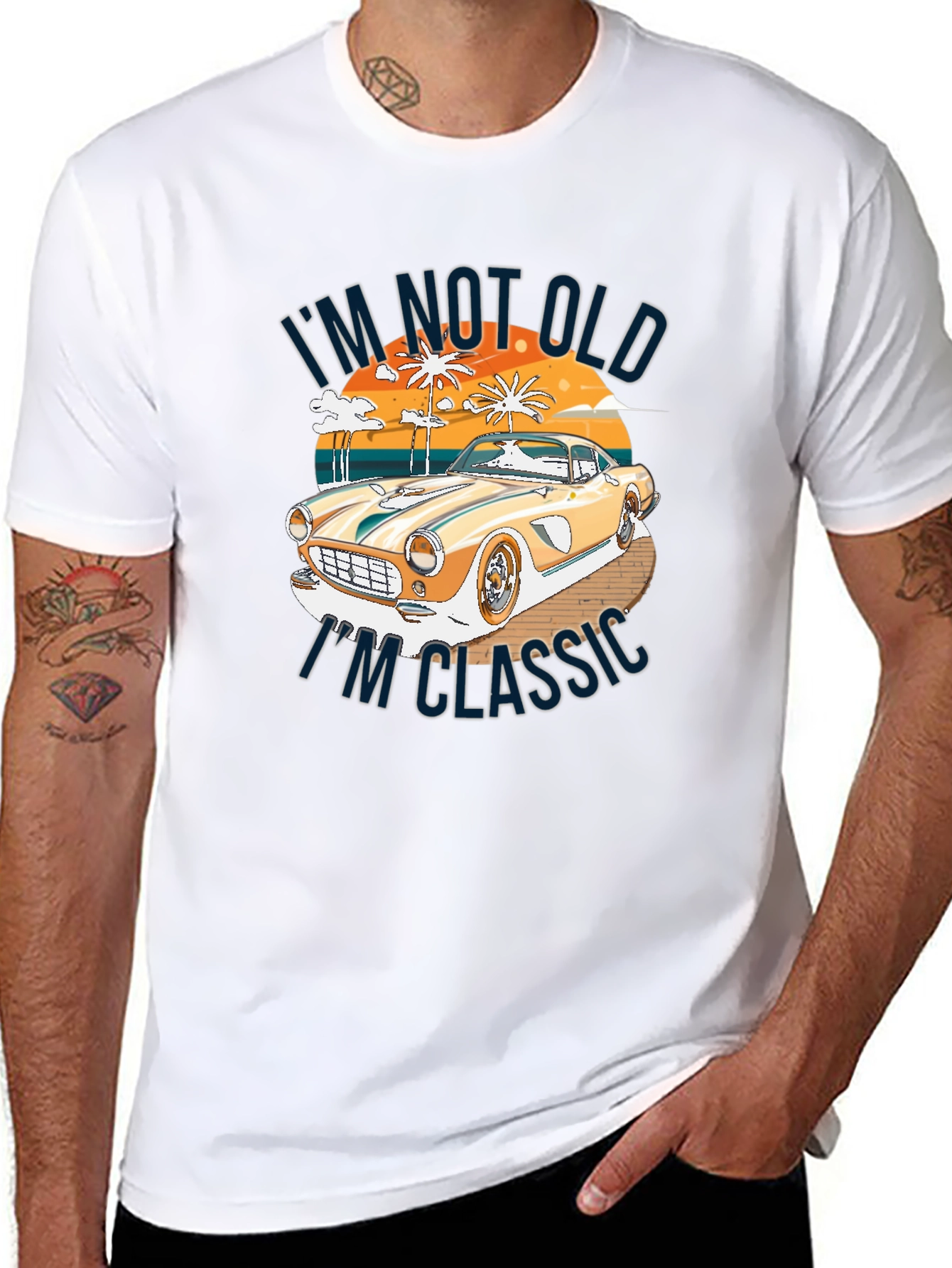 Black Classic Car Graphic Tee - "I'm Not Old, I'm Classic" view 8