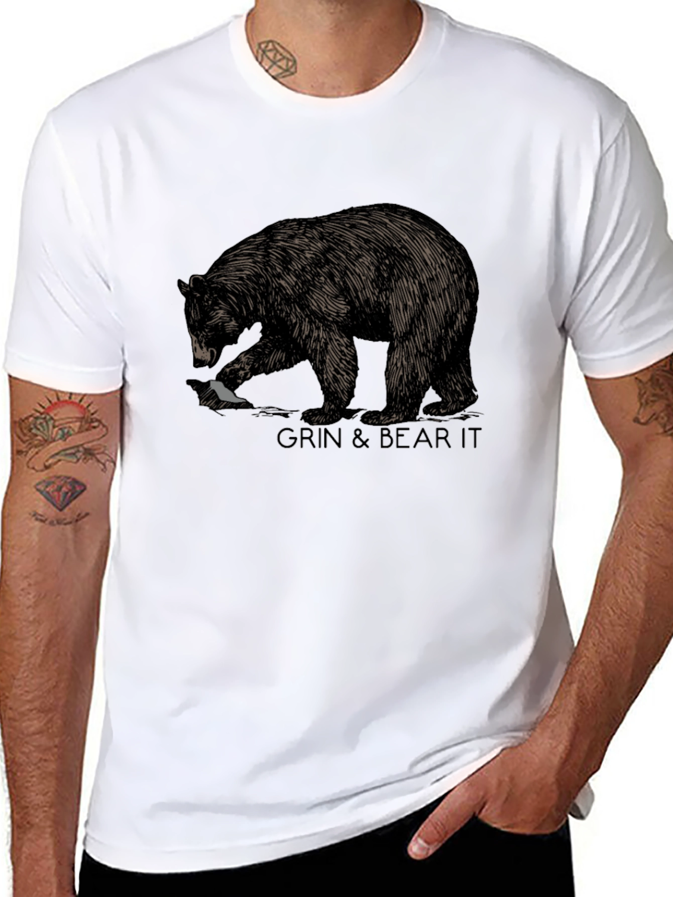 Black Grin & Bear It Graphic Tee - Black view 8