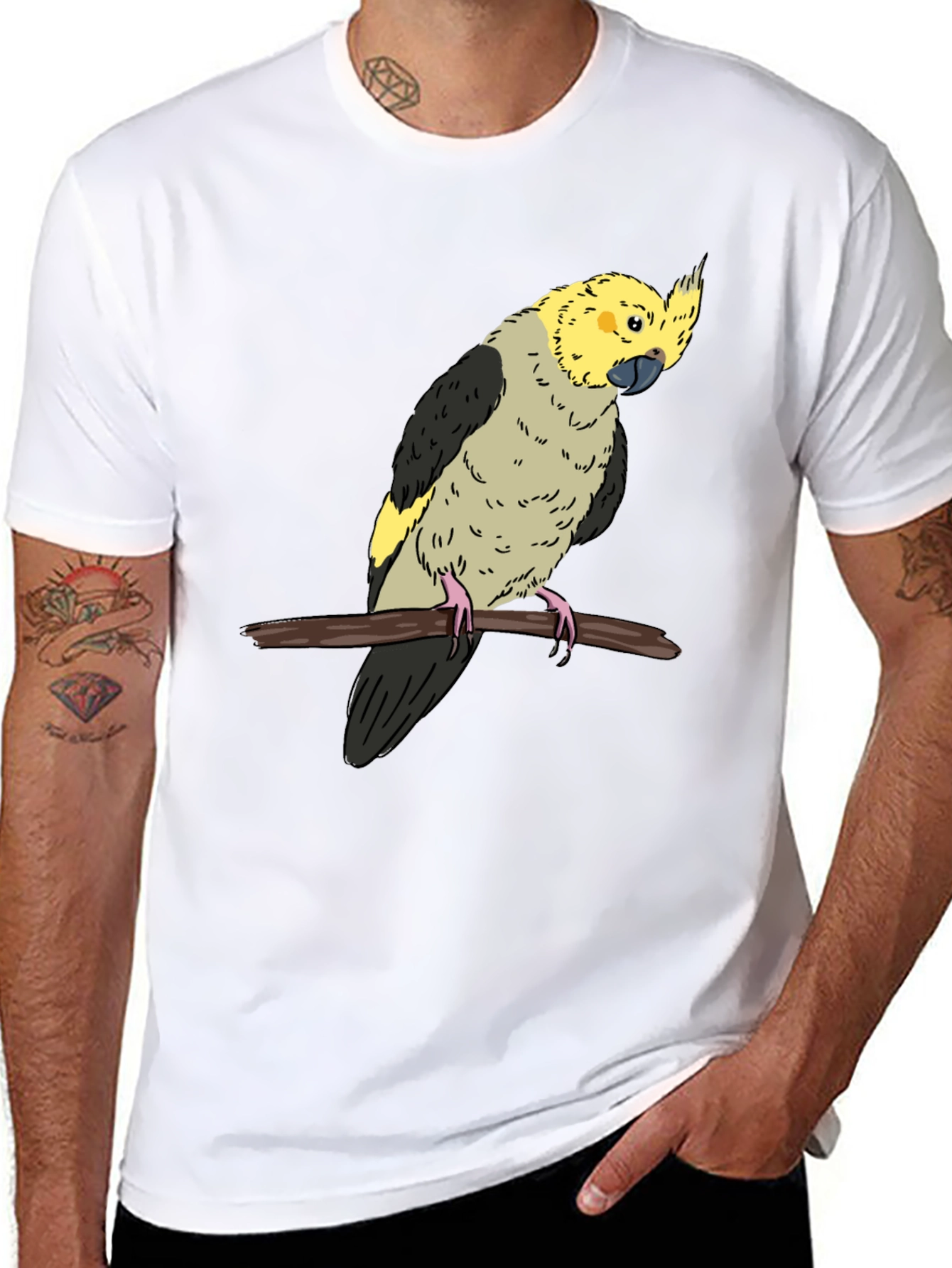 Black Cockatiel Graphic Tee - Bird Lover T-Shirt view 8