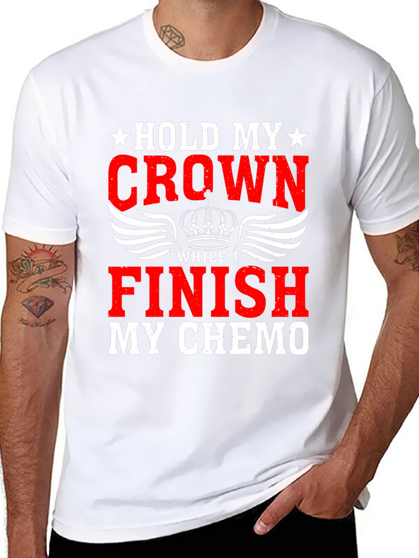 Black Hold My Crown Finish Chemo Graphic T-Shirt view 8
