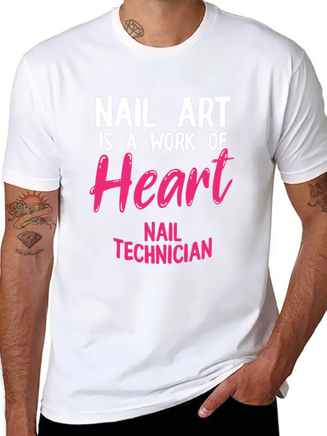 Black Nail Art Technician T-Shirt - Work of Heart Design view 8