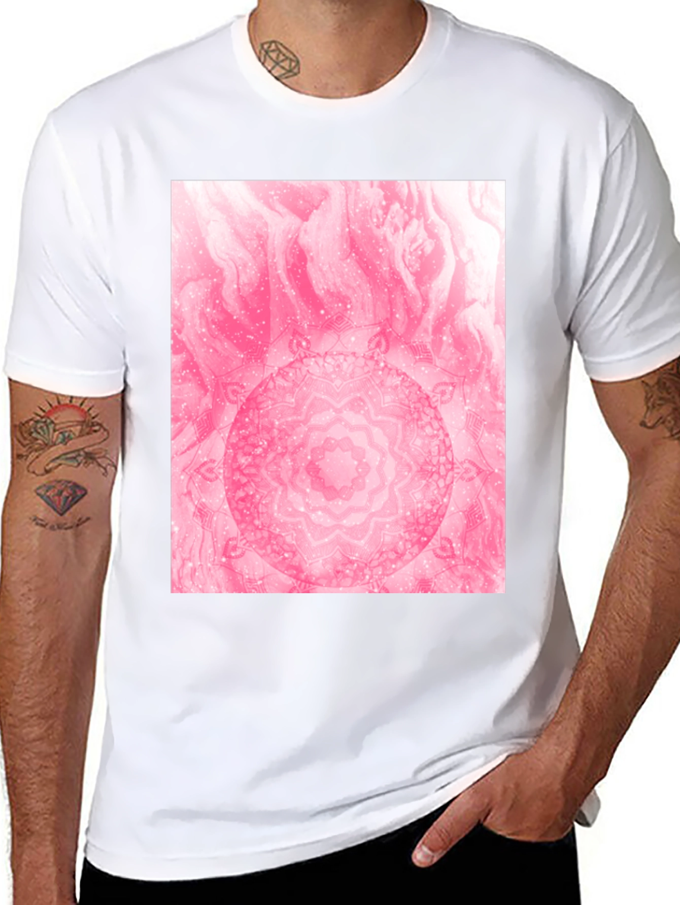 Black Pink Mandala Graphic T-Shirt view 8