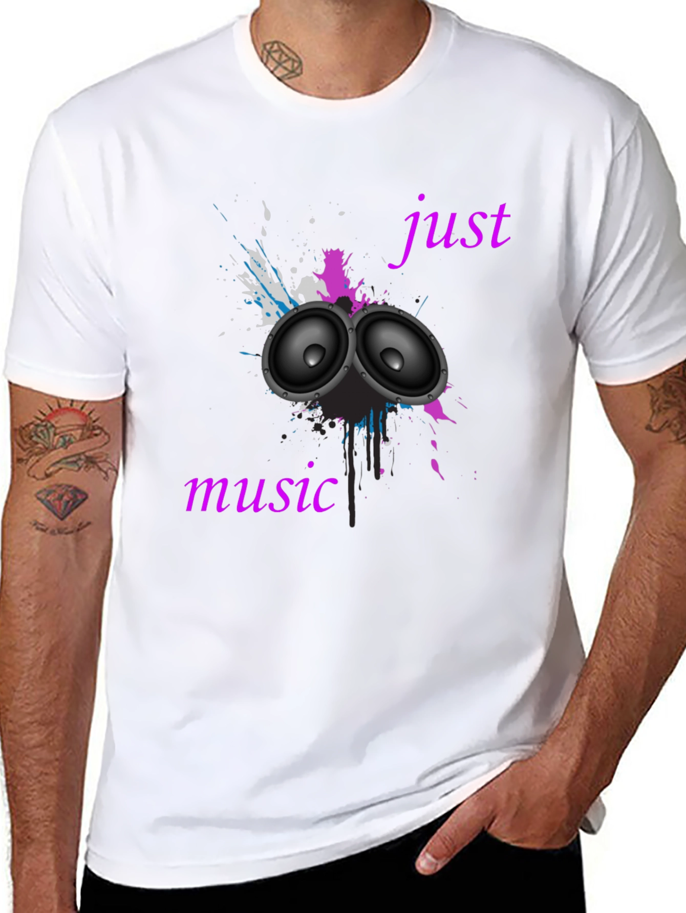 Black Just Music Black T-Shirt view 8