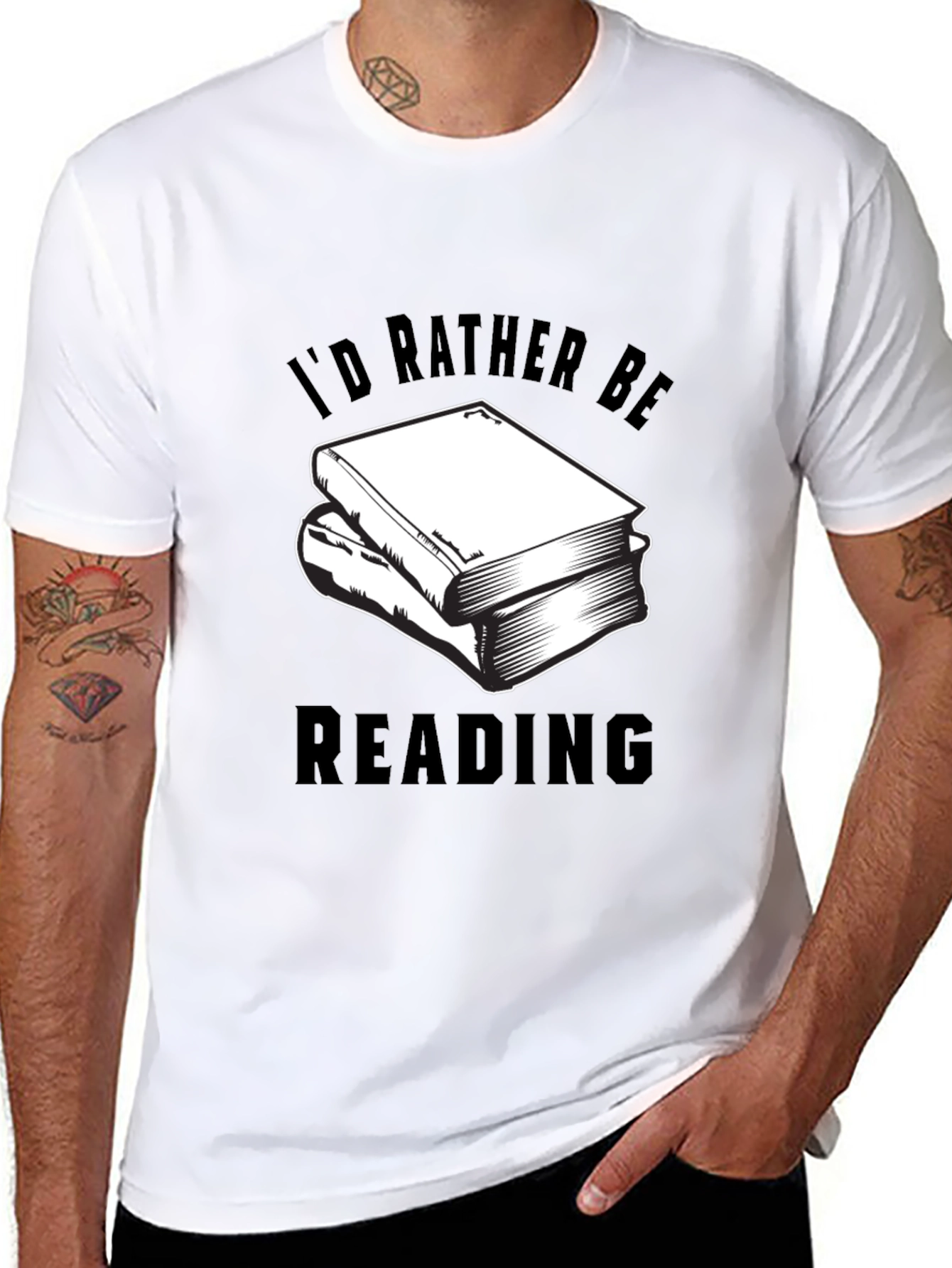 Black I'd Rather Be Reading Graphic Tee view 8