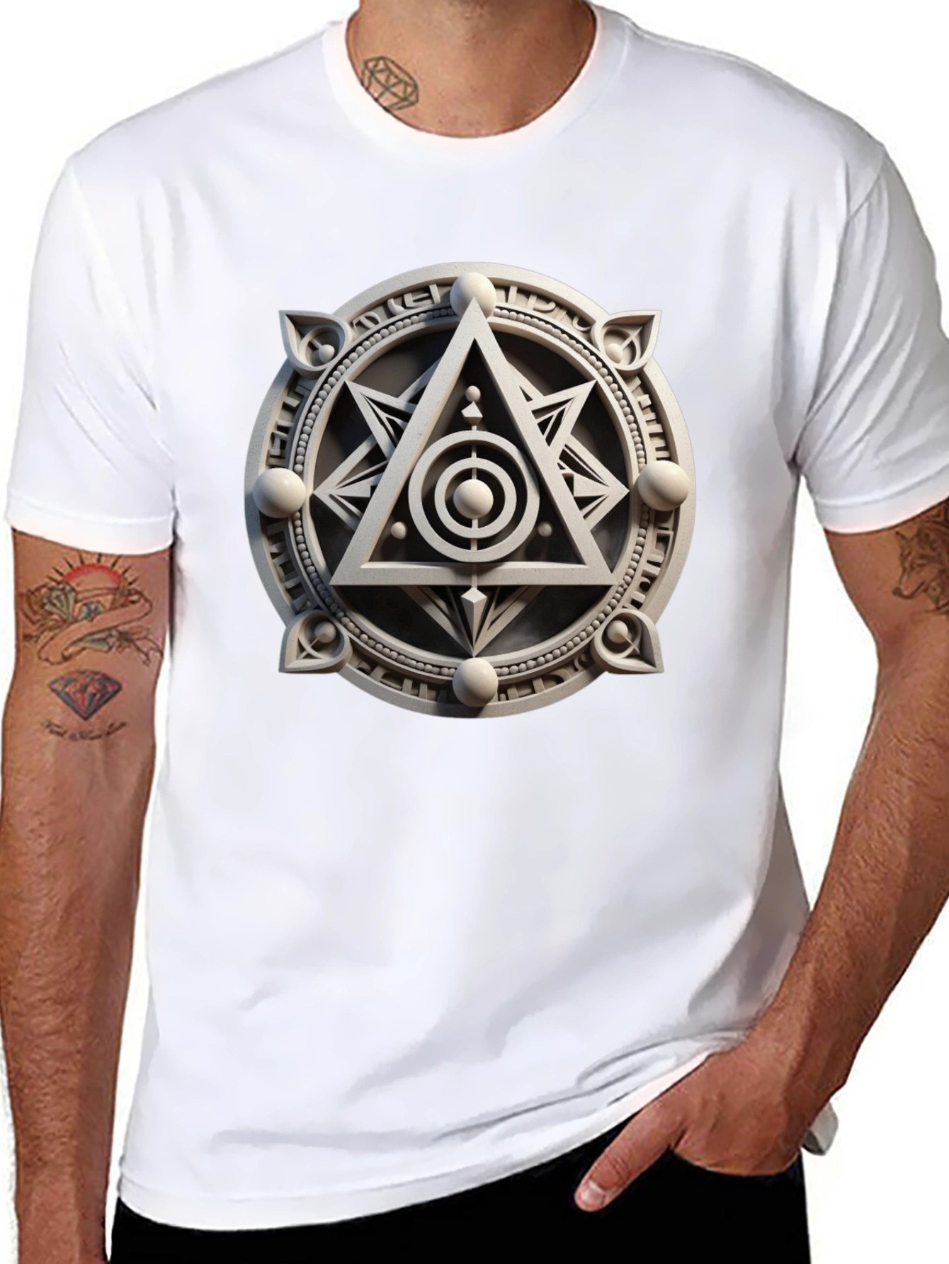 Black Mystic Symbol Graphic Tee - Geometric Design view 8