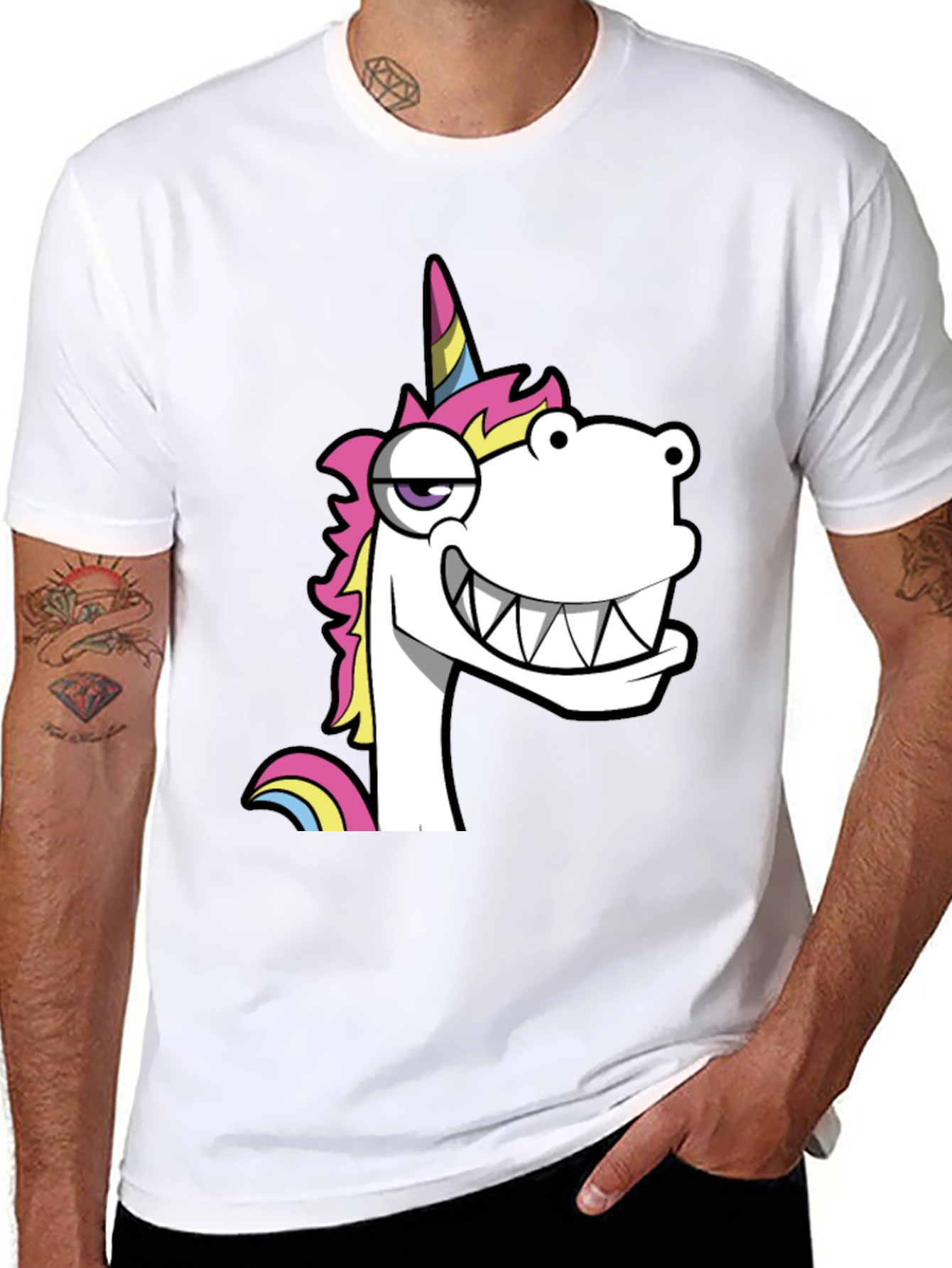Black Funny Unicorn Graphic Black T-Shirt view 8