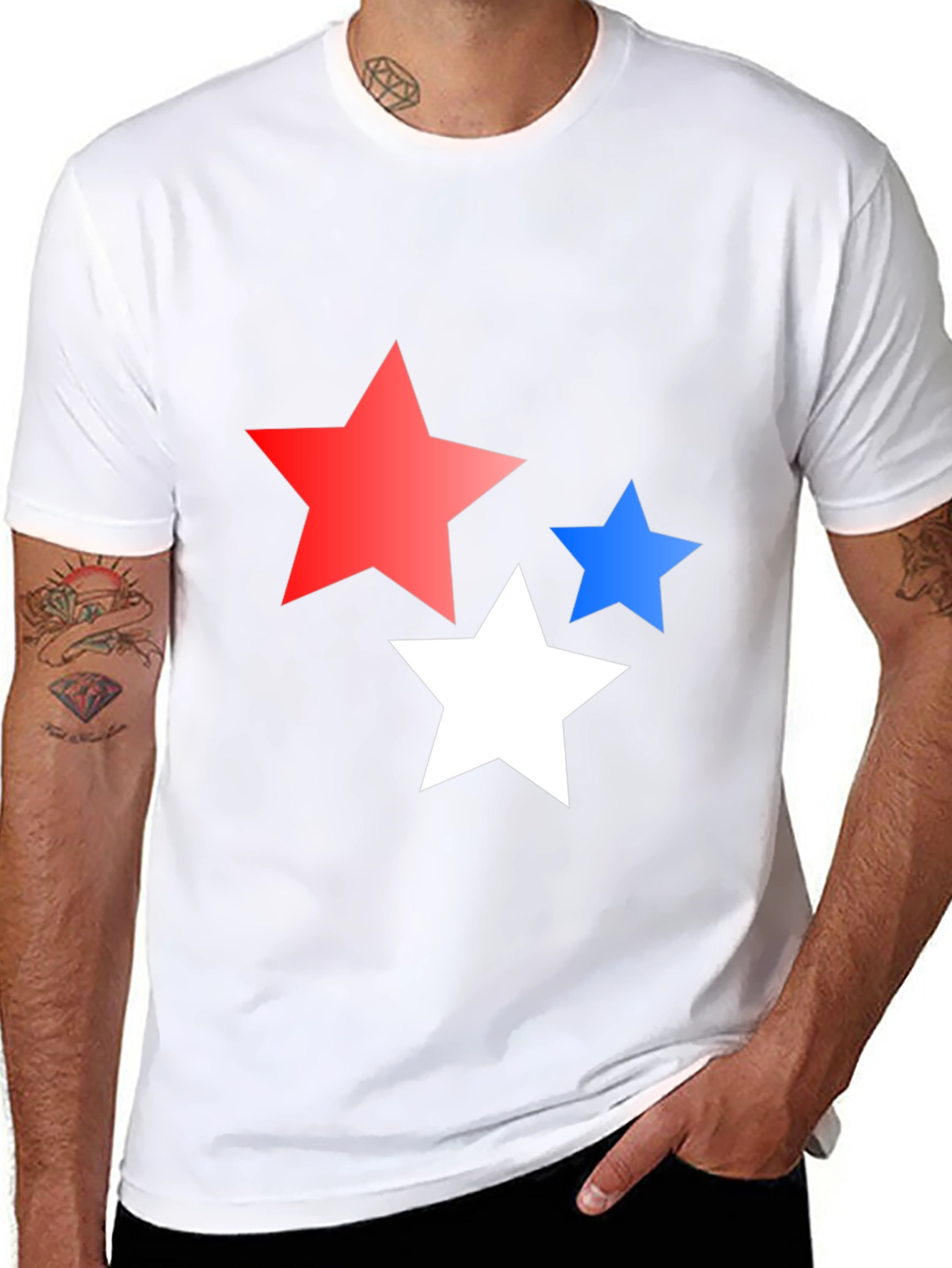 Black Stars Graphic Print Black T-Shirt view 8