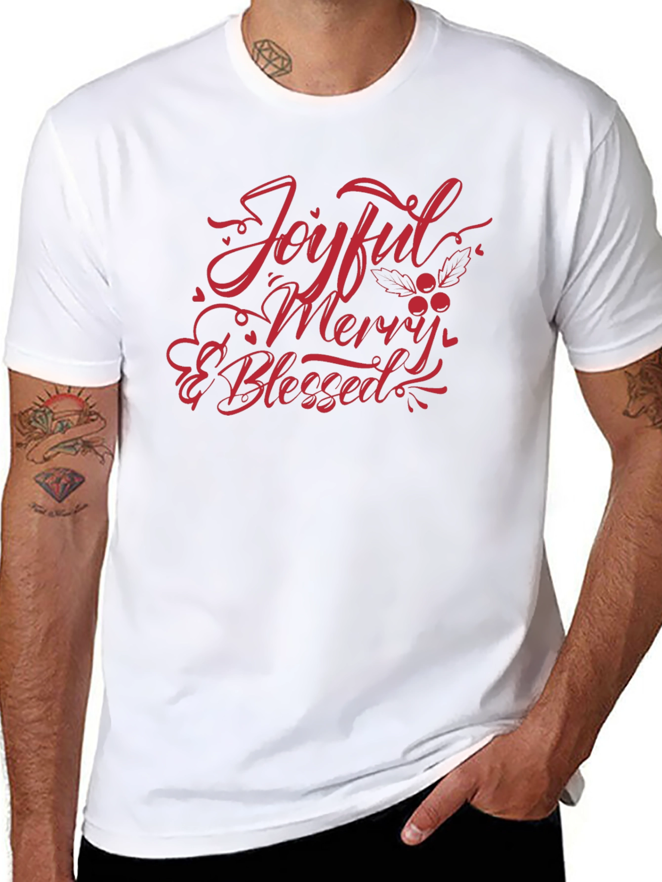 Black Joyful Merry & Blessed Black T-Shirt view 8