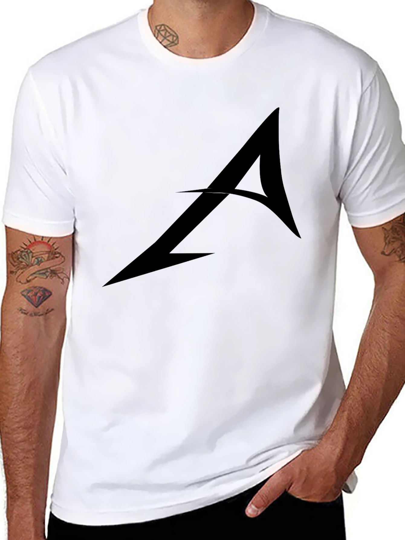 Black Stylish Black Graphic Tee - Arrow Design view 8