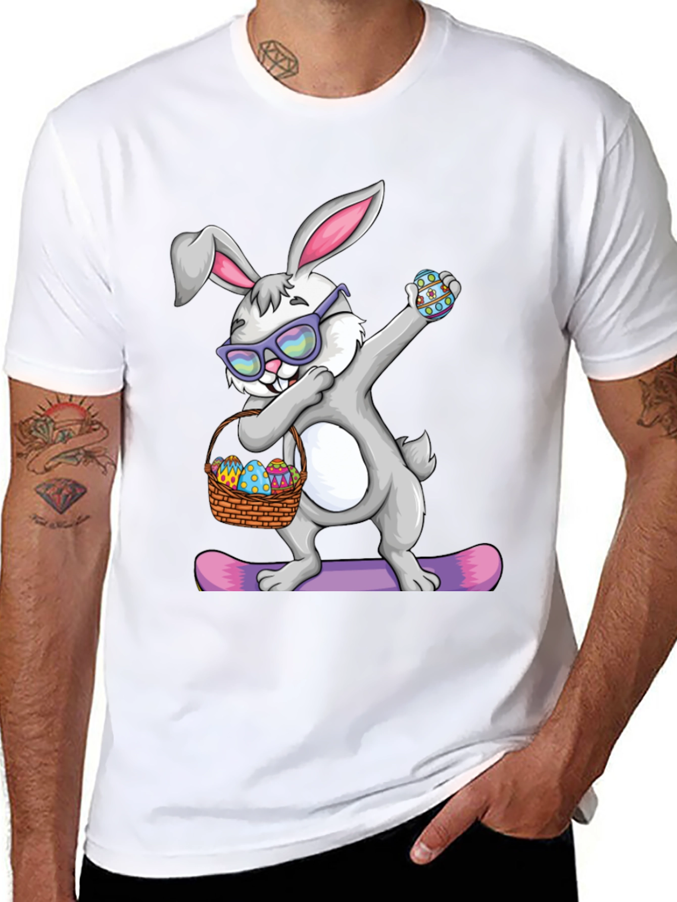 Black Dabbing Easter Bunny T-Shirt view 8