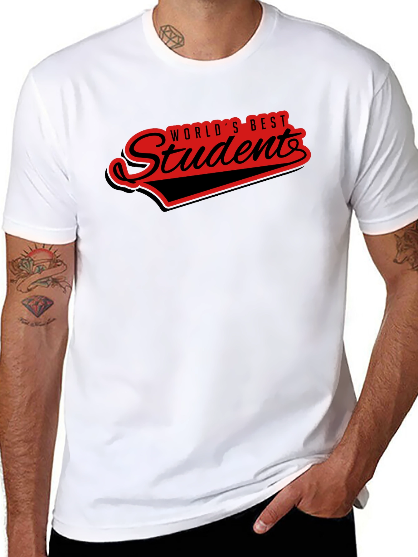 Black World's Best Student T-Shirt - Black view 8