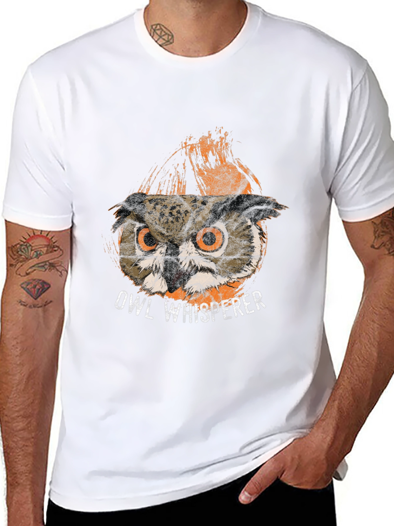 Black Owl Whisperer Graphic T-Shirt - Men's Black Tee view 8