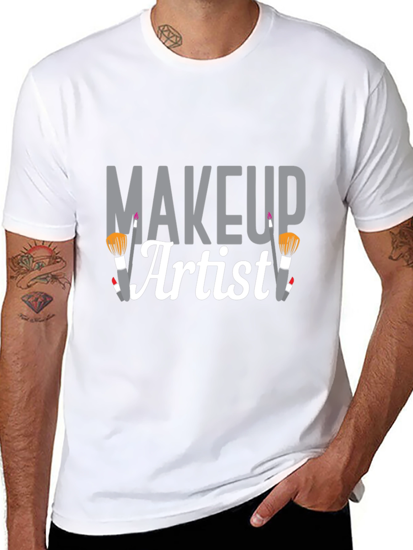 Black Makeup Artist Graphic Tee - Black Cotton T-Shirt view 8