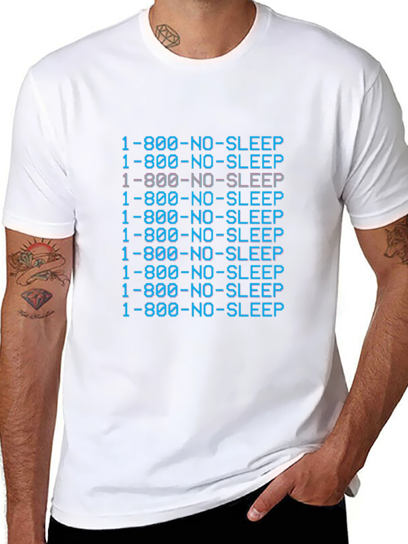Black 1-800-NO-SLEEP Black Graphic Tee view 8
