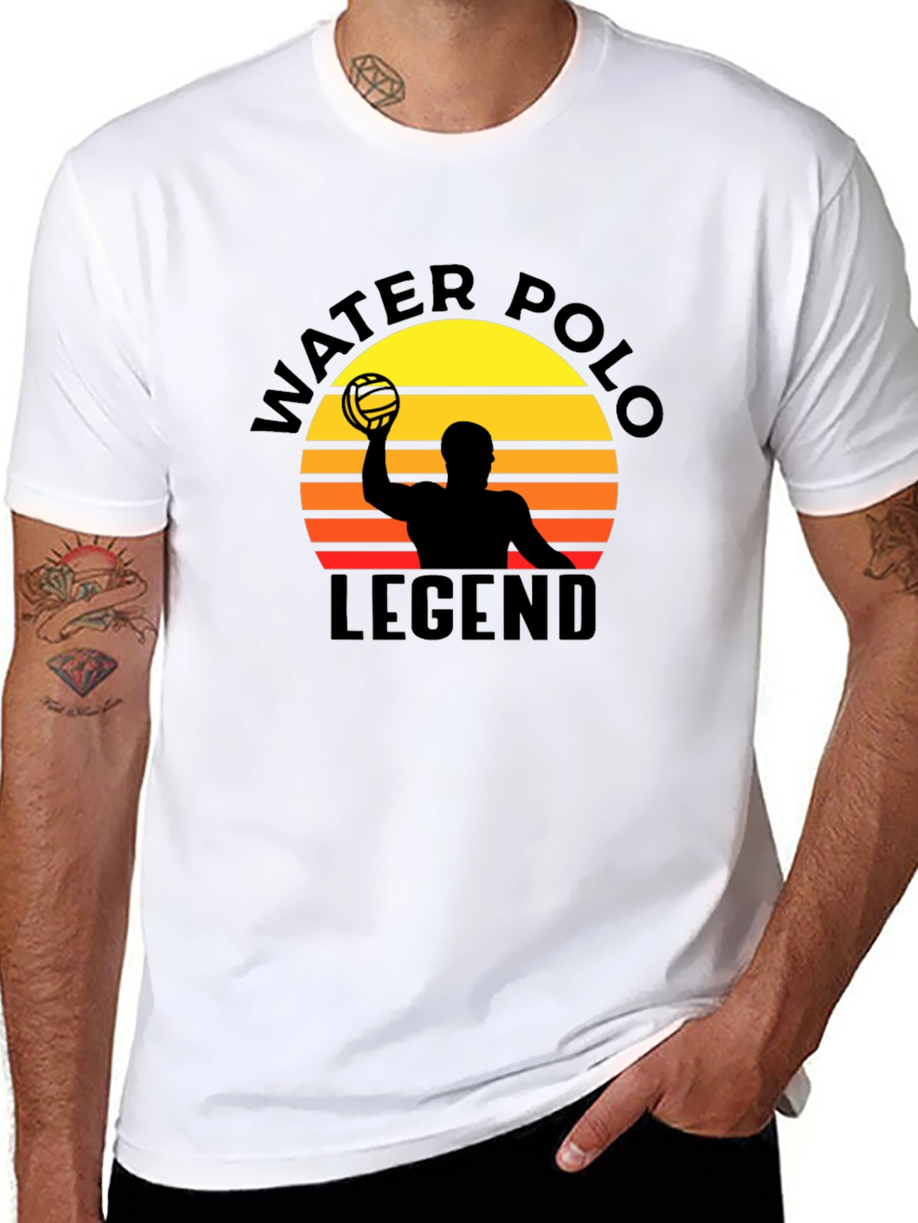 Black Water Polo Legend Graphic Tee - Sunset Design view 8