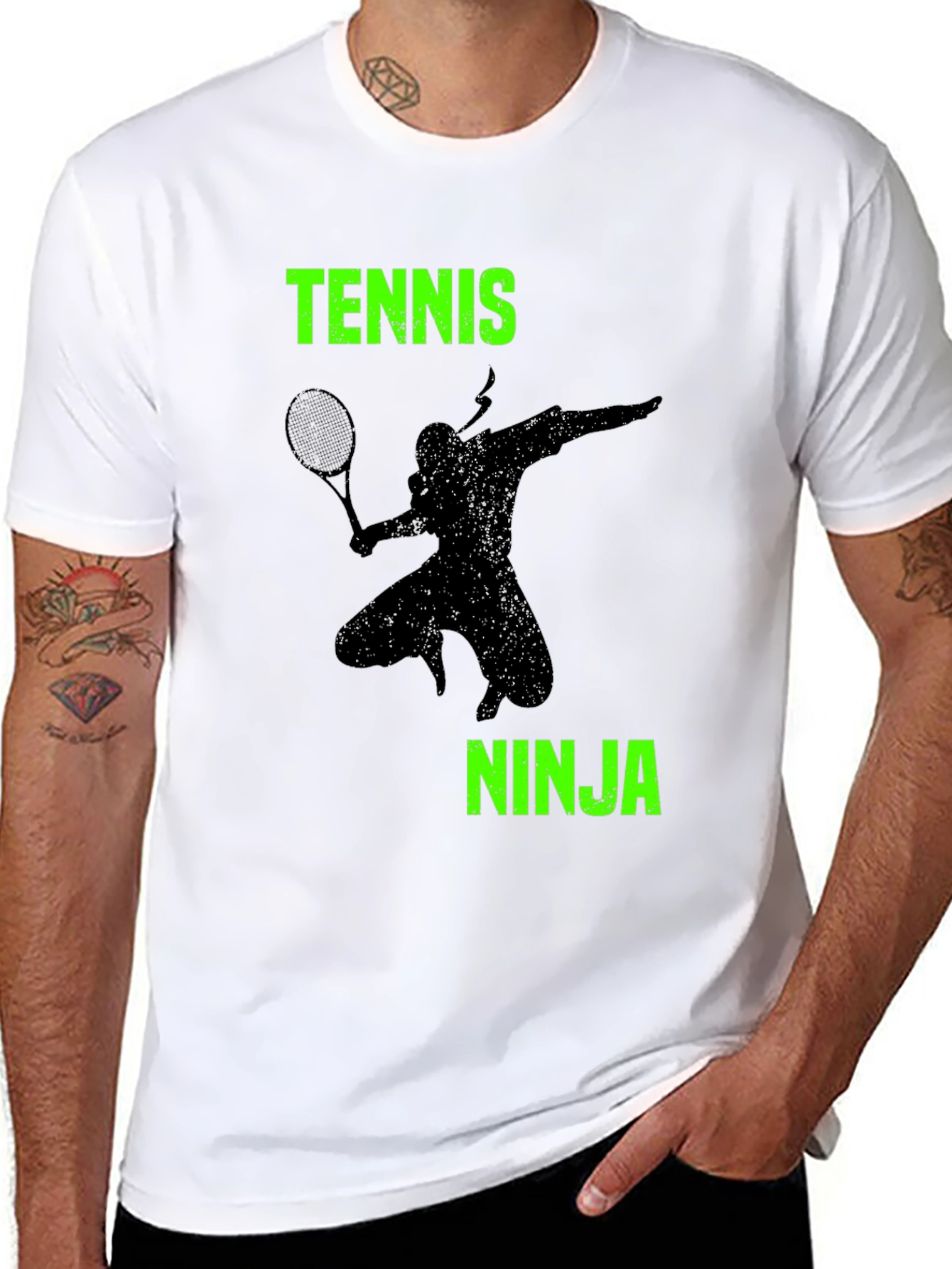 Black Tennis Ninja T-Shirt: Stealth Ace Style view 8