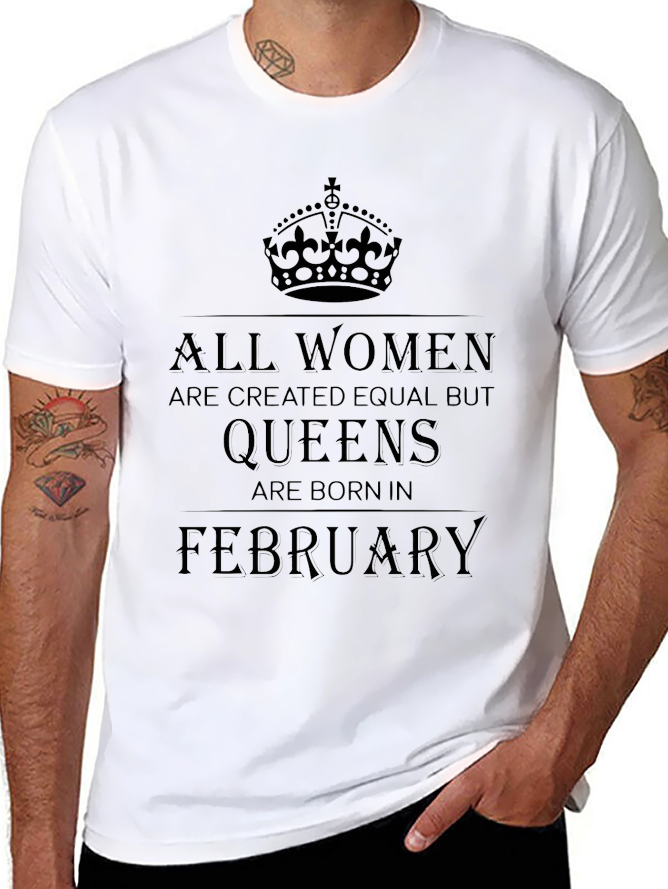 Black Queens Born in February T-Shirt - Black view 8