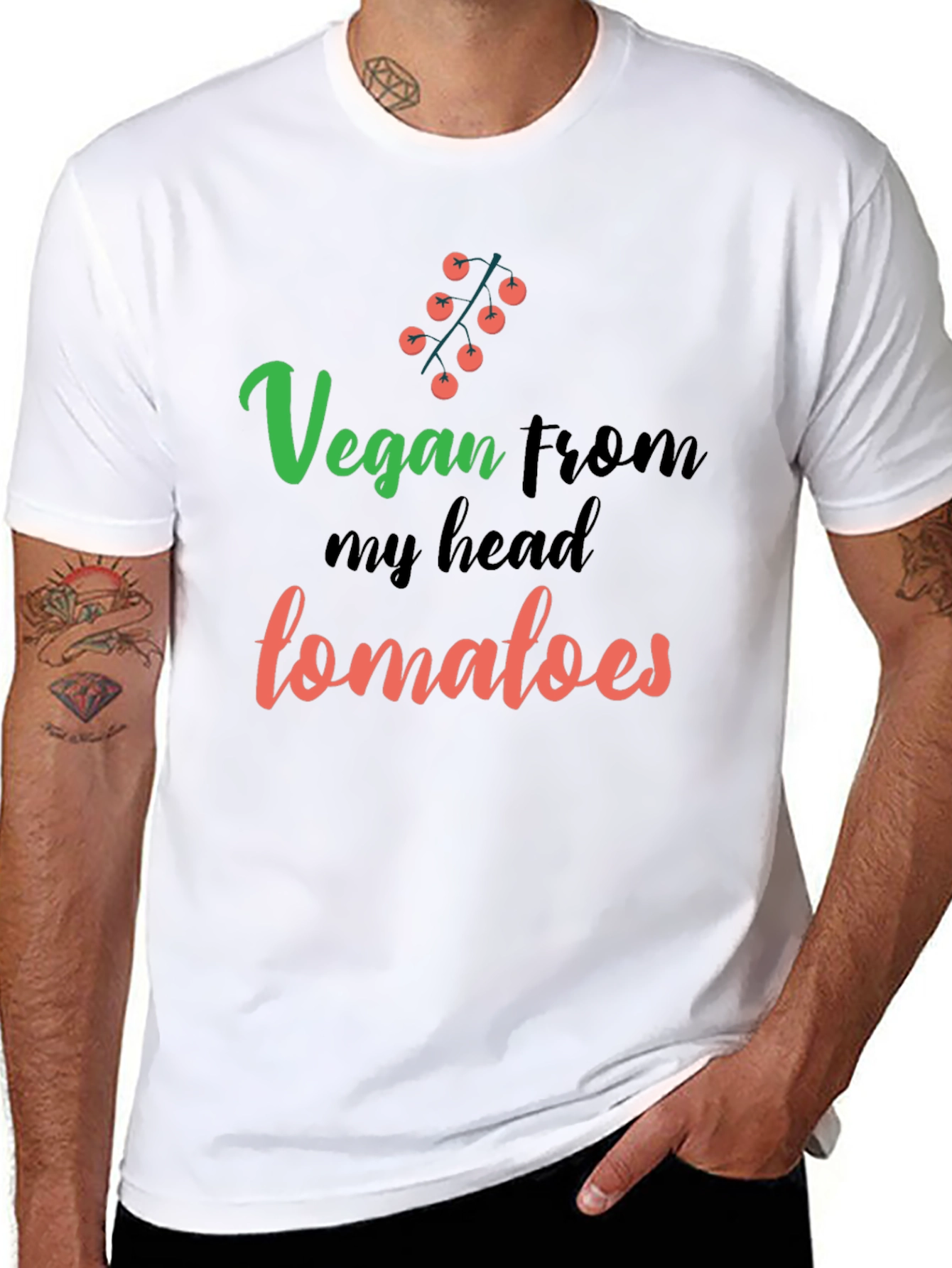 Vegan From My Head Tomatoes Graphic T-Shirt - 8