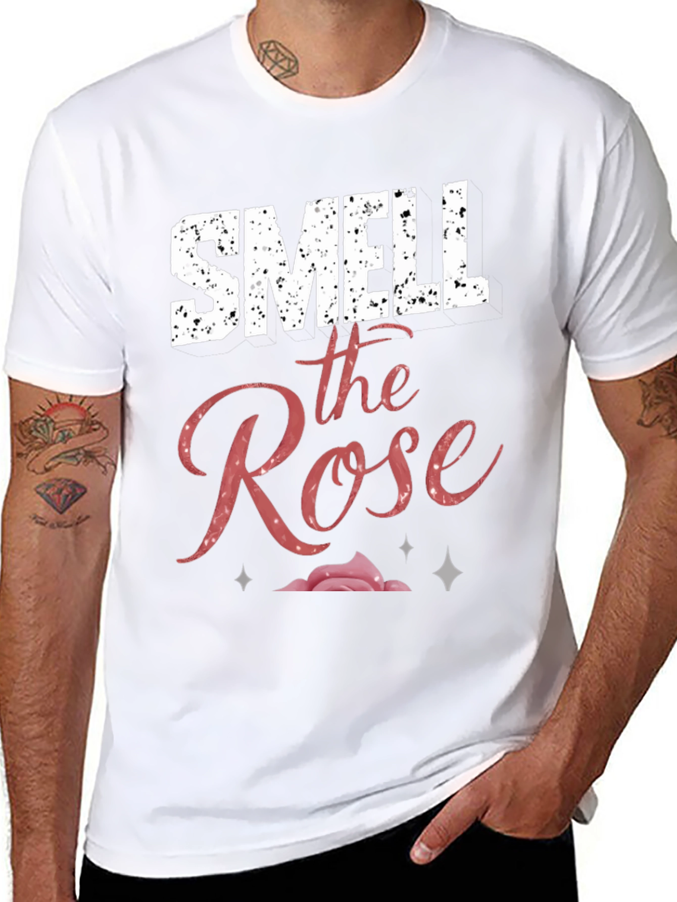 Black Smell the Rose Graphic Tee - Black Cotton Casual Top view 8