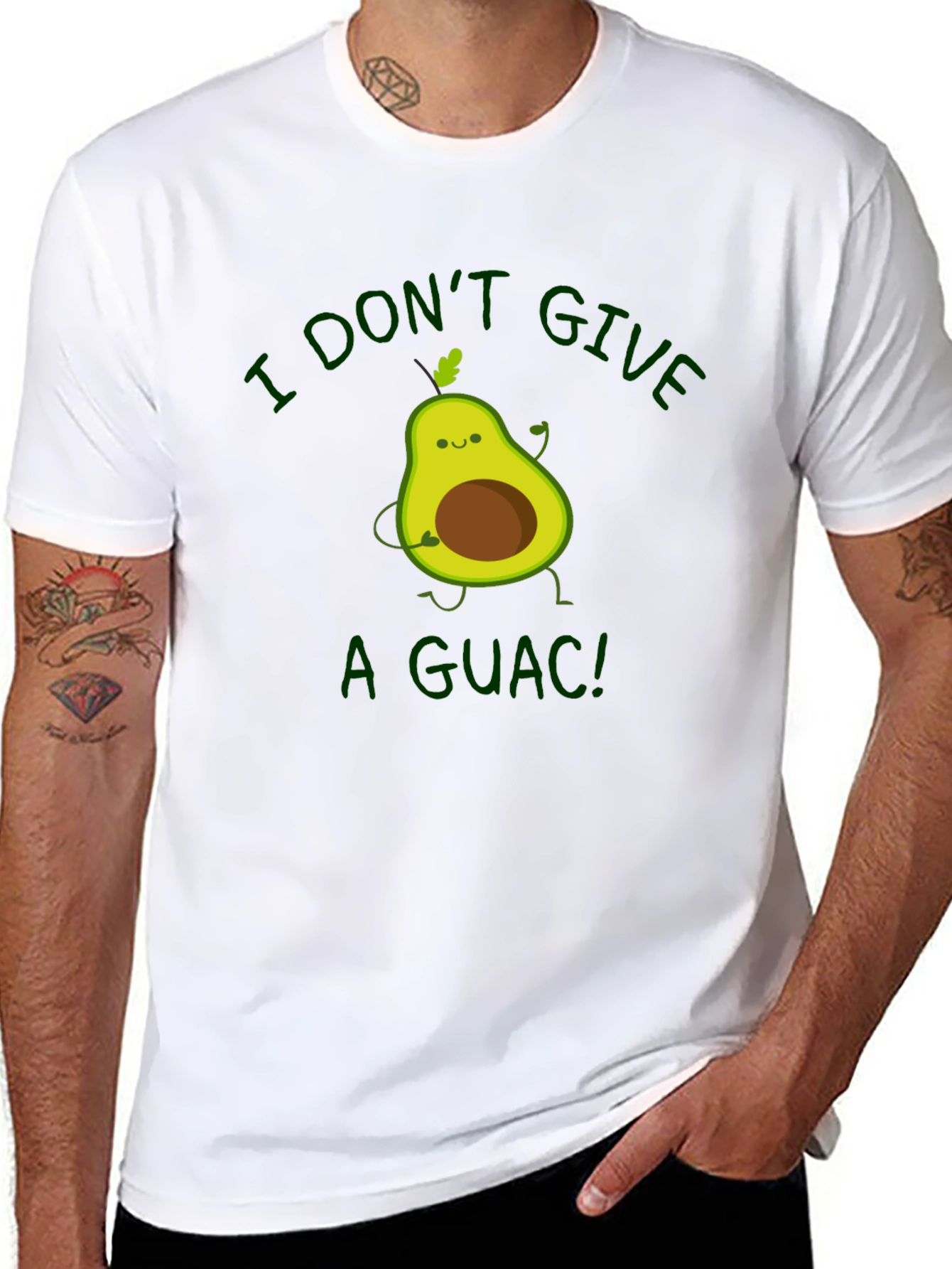 Black I Don't Give a Guac! Avocado Graphic T-Shirt view 8