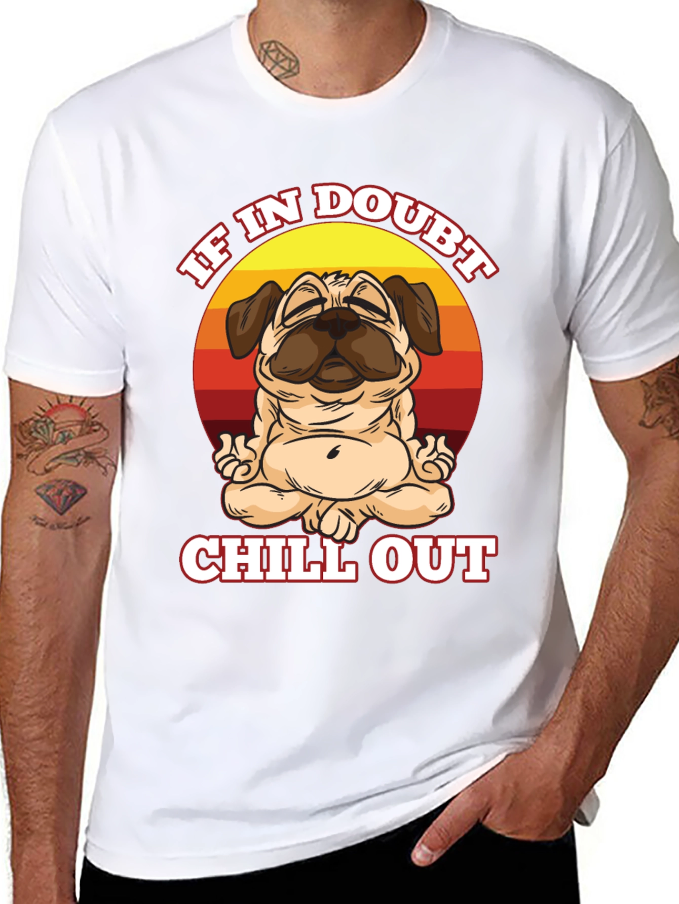Black Chill Out Pug T-Shirt - Zen Dog Tee view 8