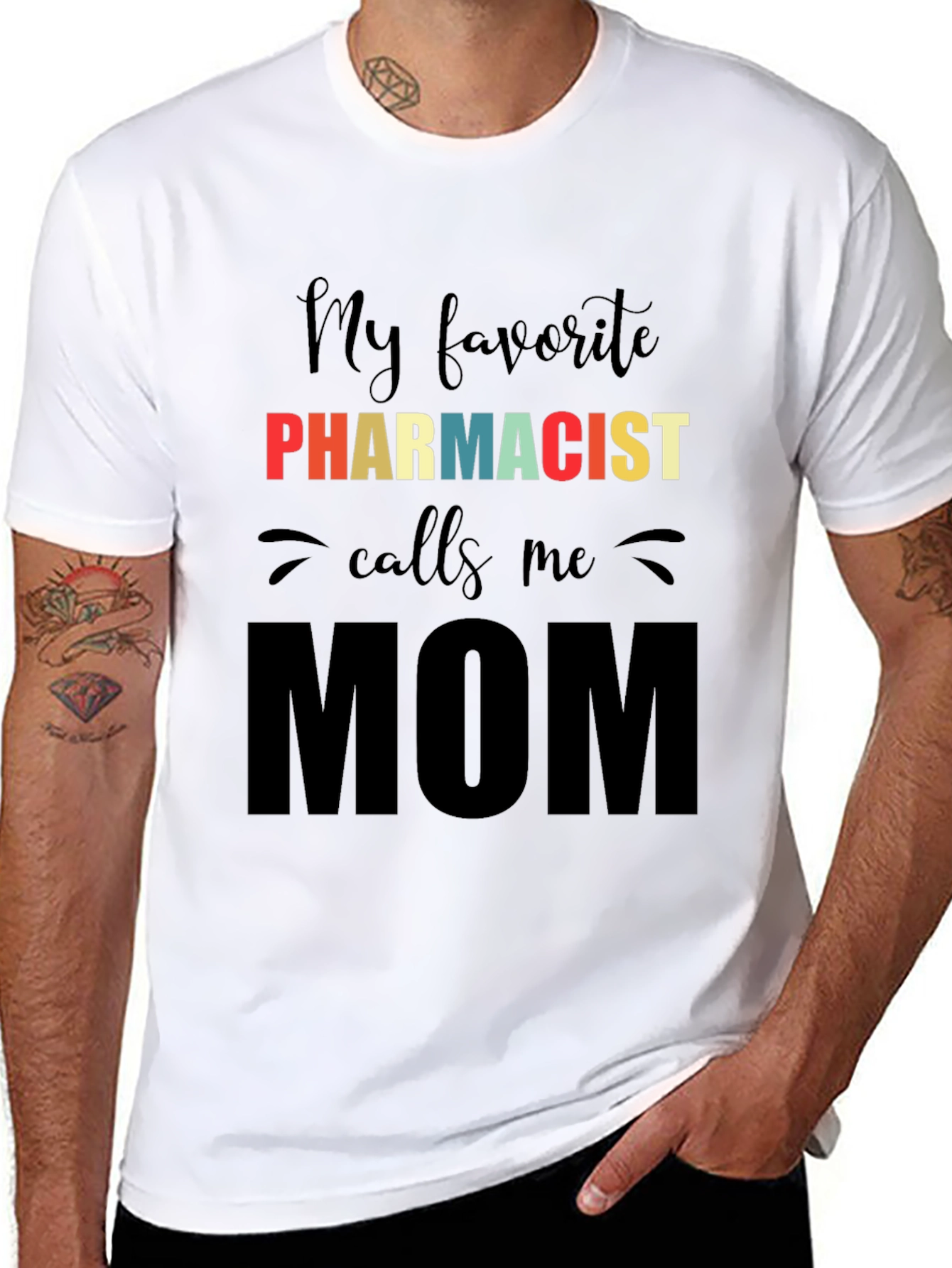 Black Pharmacist Mom Graphic T-Shirt - Unisex Black Tee view 8