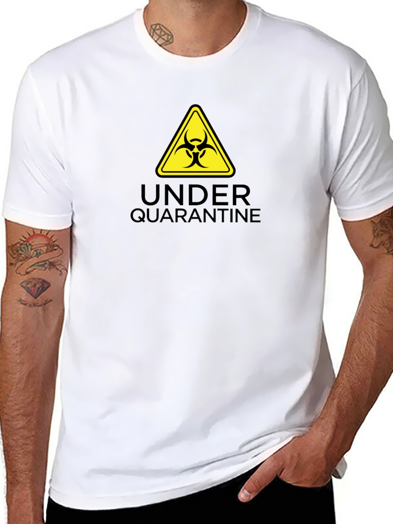 Black Under Quarantine Biohazard T-Shirt - Unisex view 8