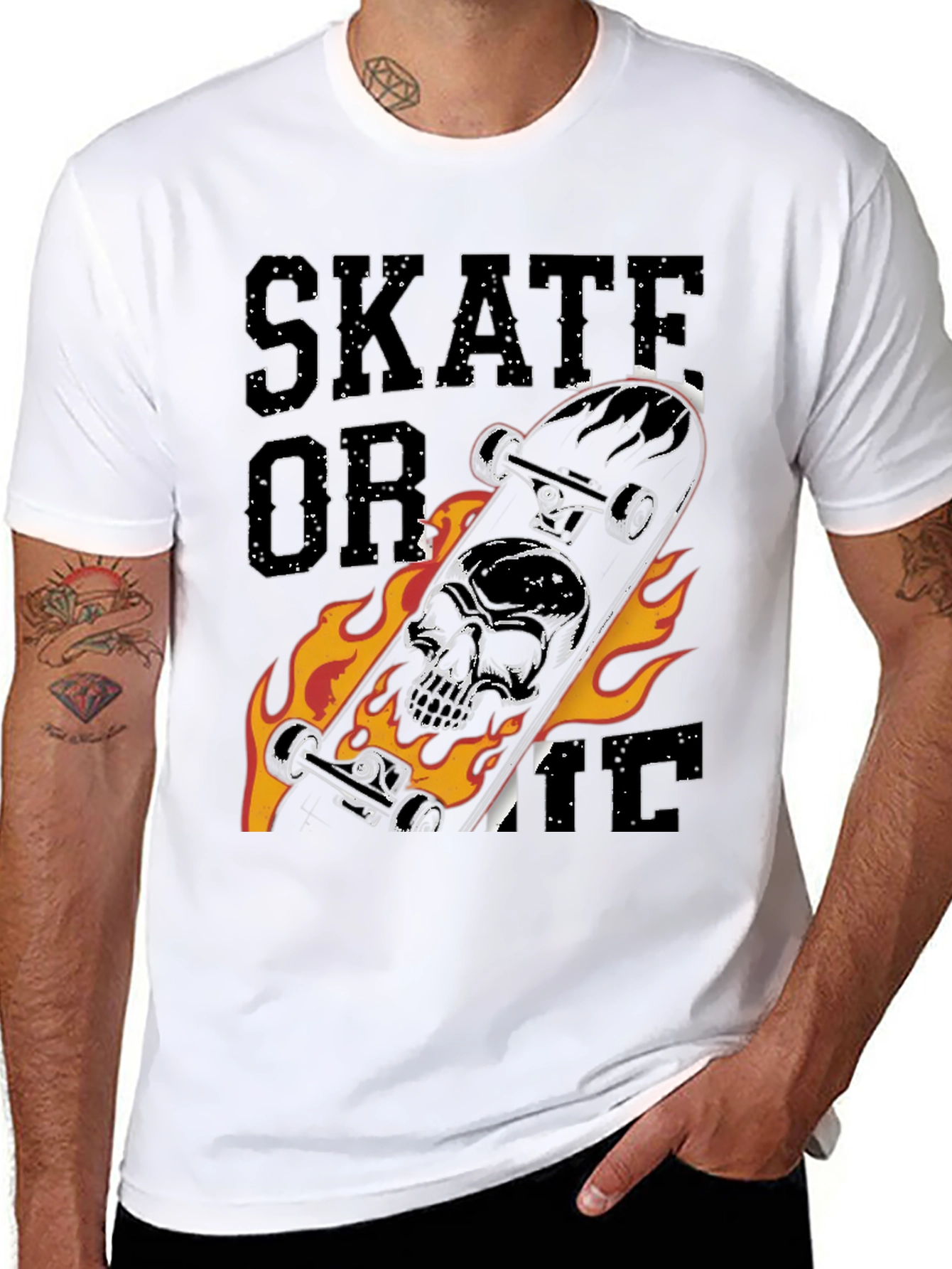 Black Skate or Die Skull Skateboard T-Shirt view 8